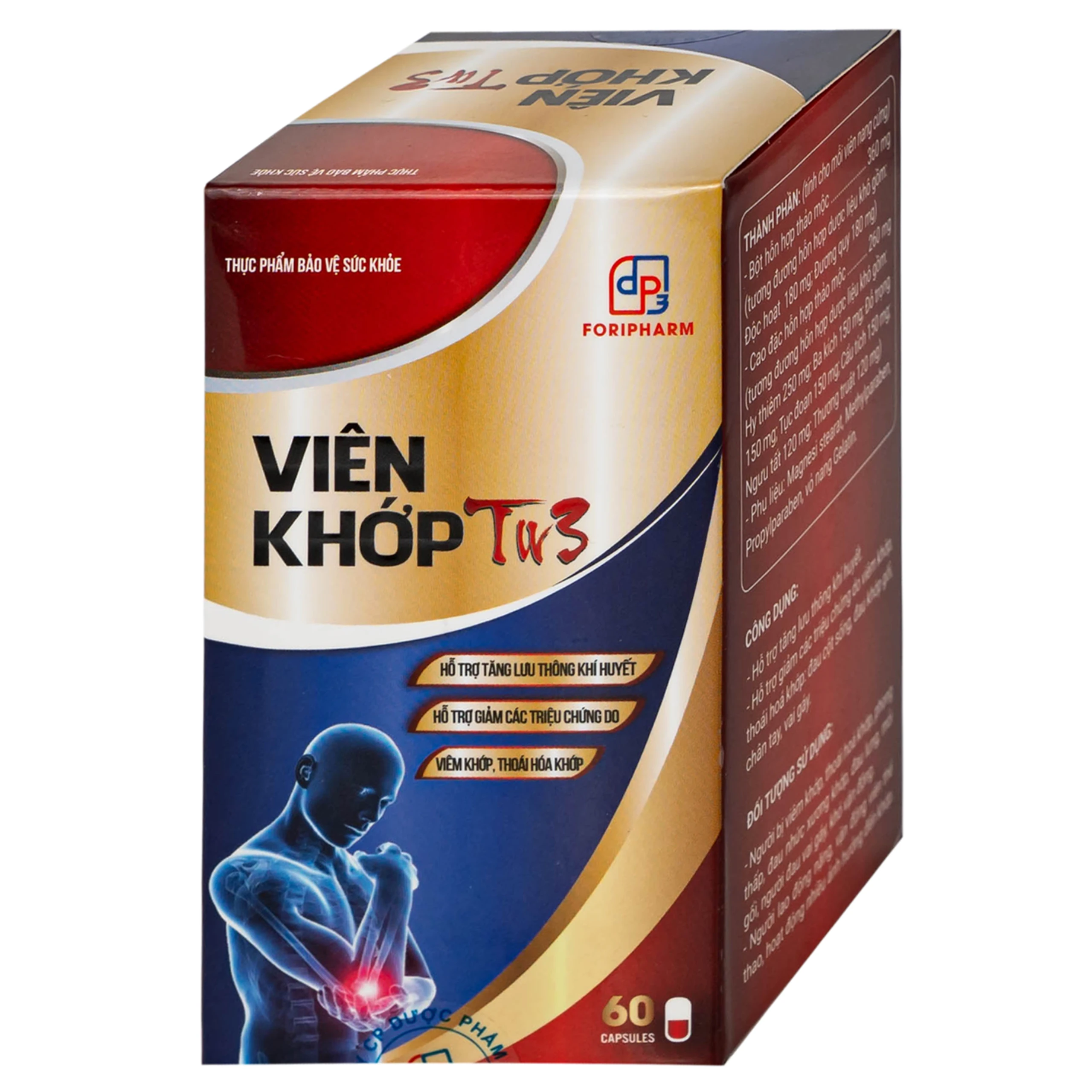 Viên uống hỗ trợ tăng lưu thông khí huyết, giảm triệu chứng do viêm khớp, thoái hoá khớp viên khớp Tw3 Foripharm (Hộp 60 viên) 8