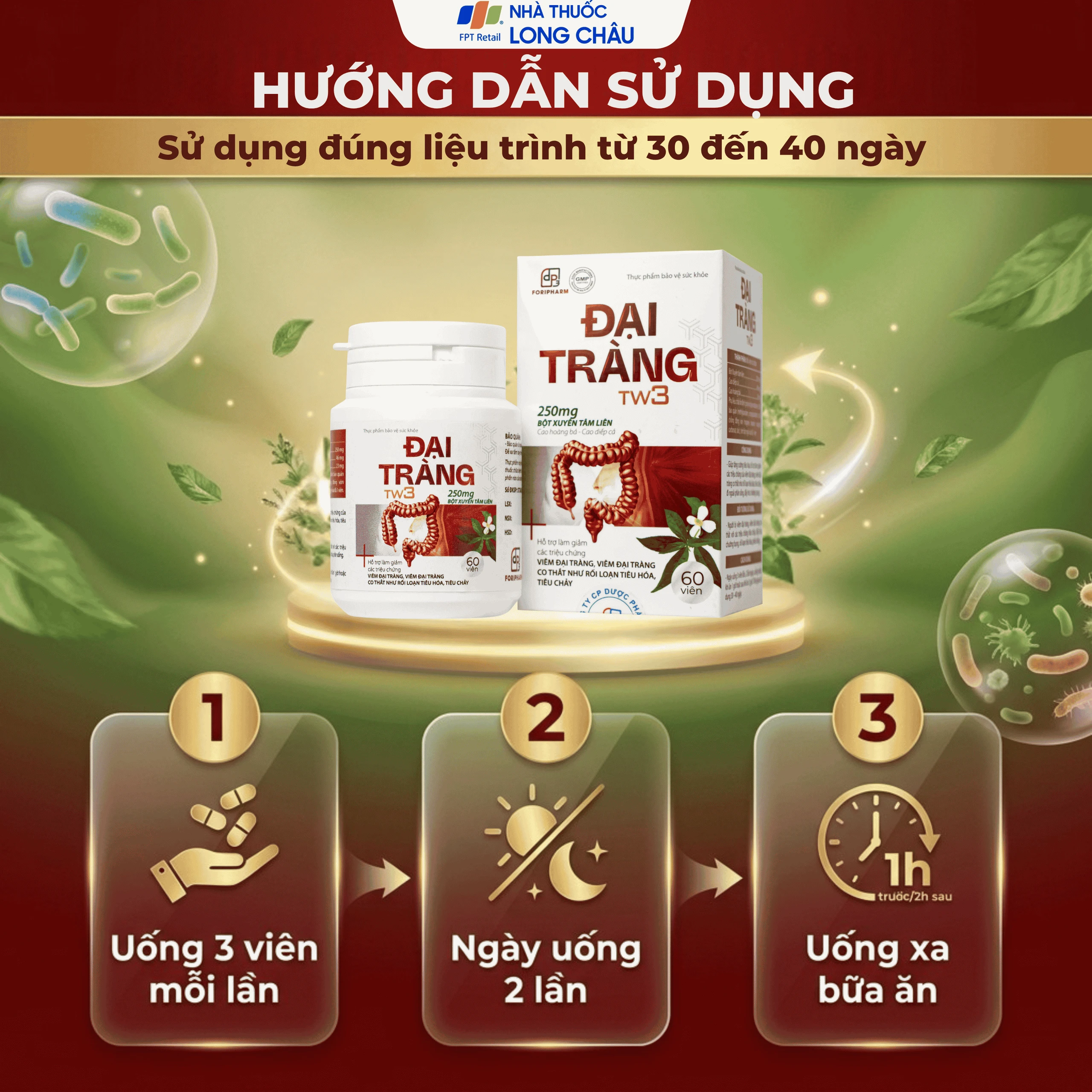 Viên uống hỗ trợ làm giảm các triệu chứng viêm đại tràng, tăng cường tiêu hoá Đại Tràng Tw3 Foripharm (Hộp 60 viên) 5