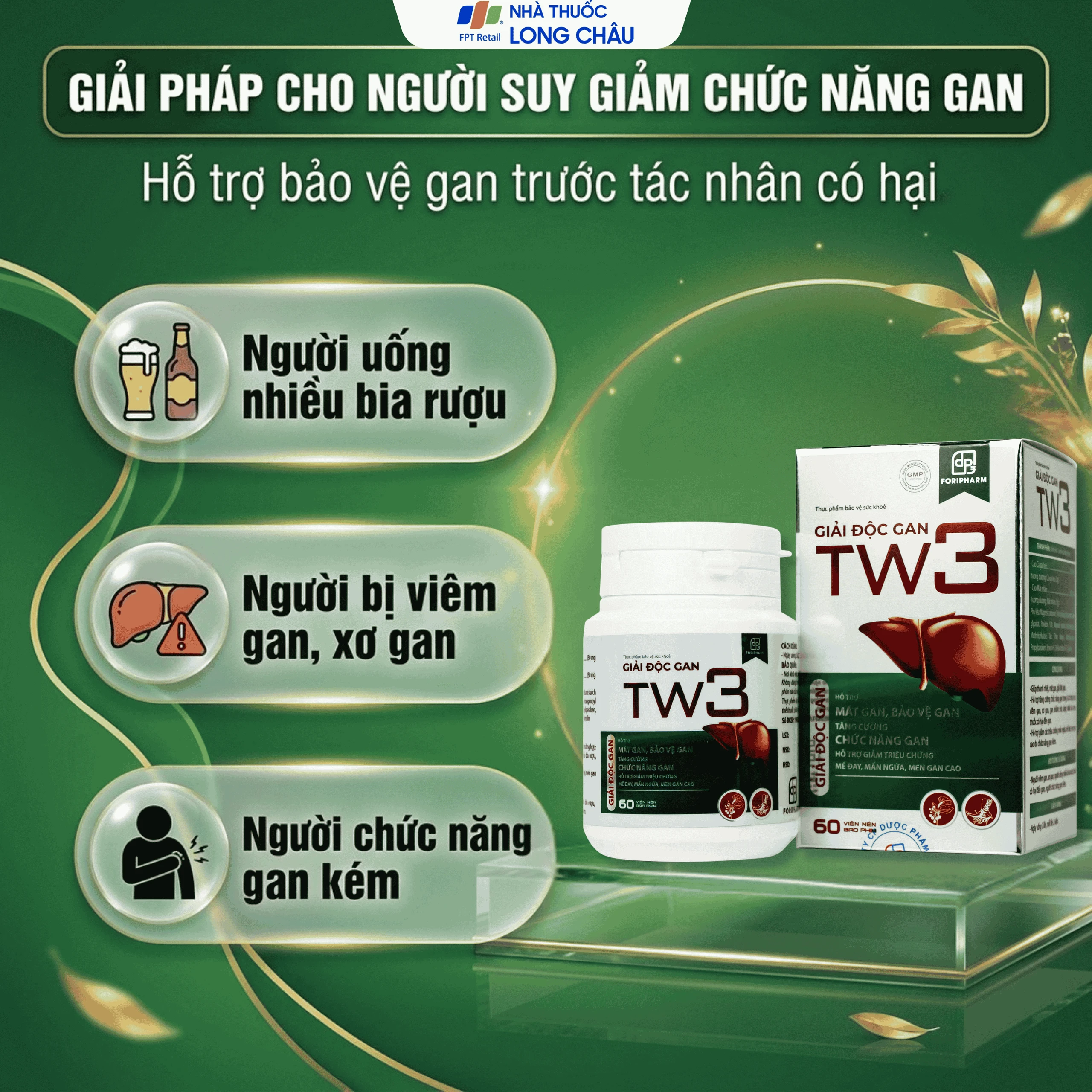 Viên uống giúp thanh nhiệt, mát gan, bảo vệ gan, tăng cường chức năng gan giải độc gan Tw3 Foripharm (Hộp 60 viên) 2
