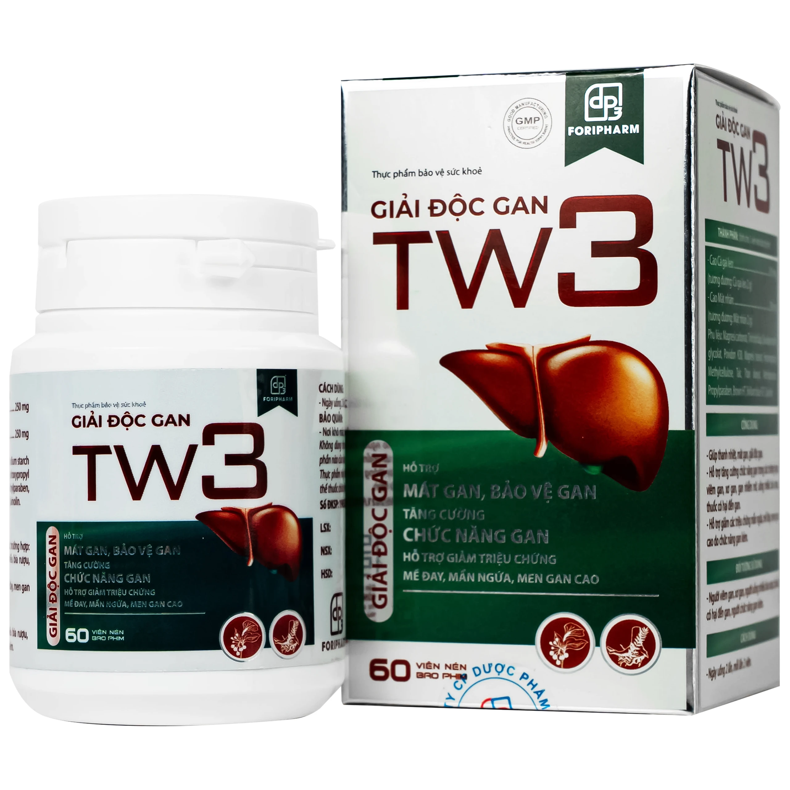 Viên uống giúp thanh nhiệt, mát gan, bảo vệ gan, tăng cường chức năng gan giải độc gan Tw3 Foripharm (Hộp 60 viên) 1