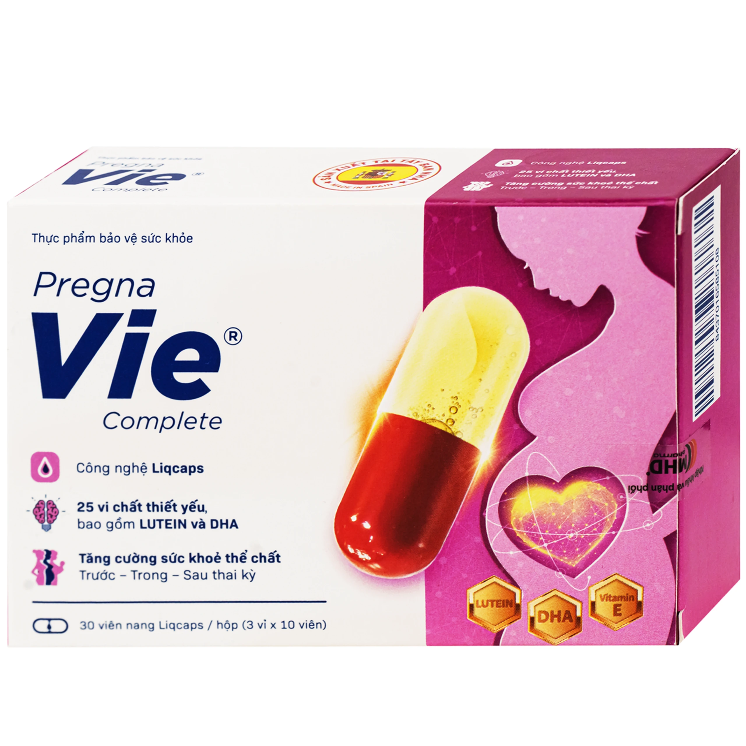 Viên uống cung cấp vitamin và khoáng chất cho phụ nữ mang thai và cho con bú PregnaVie Complete MHD (3 vỉ x 10 viên) 6