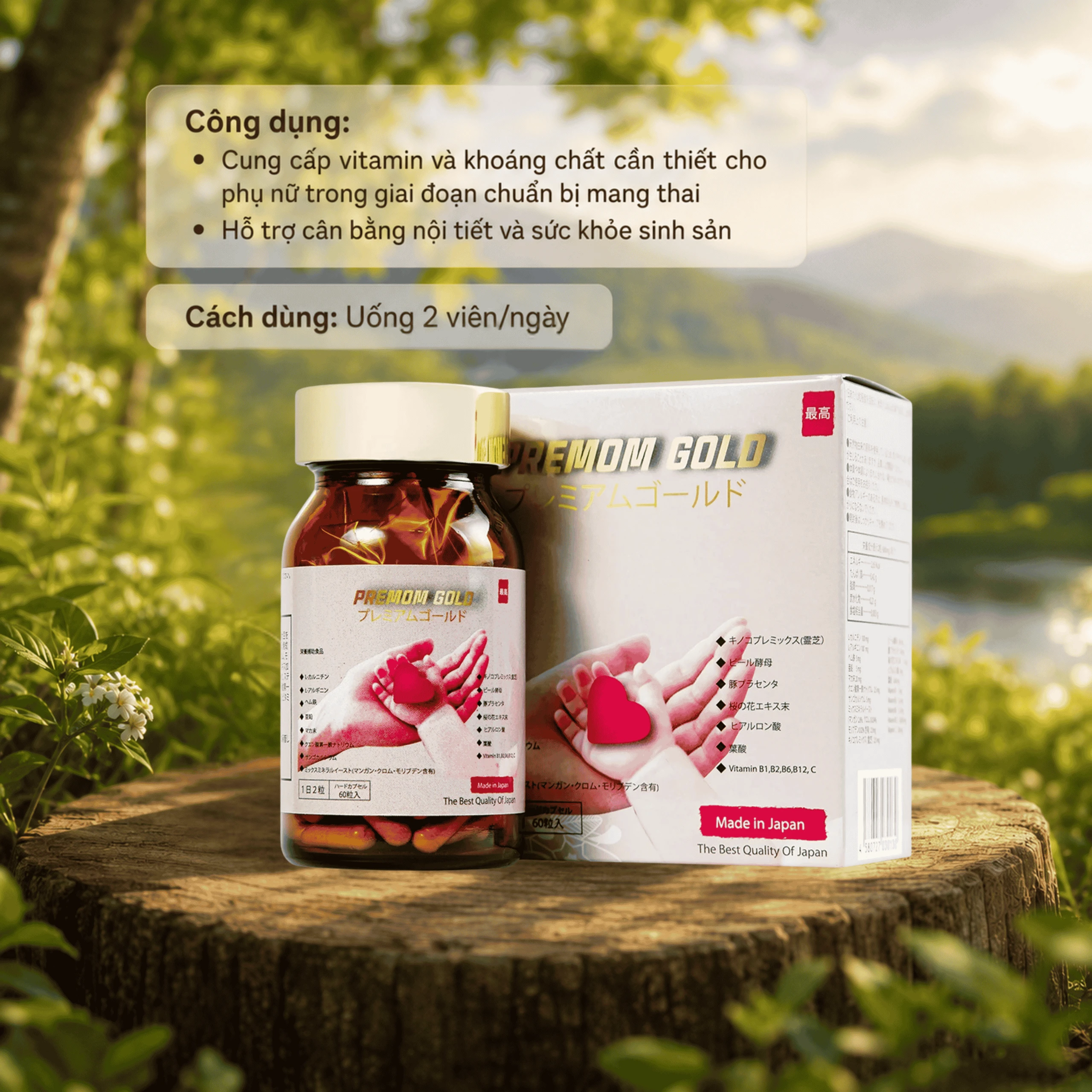 Viên uống cung cấp vitamin và khoáng chất cho phụ nữ chuẩn bị mang thai Premom Gold Jpanwell (60 viên) 4