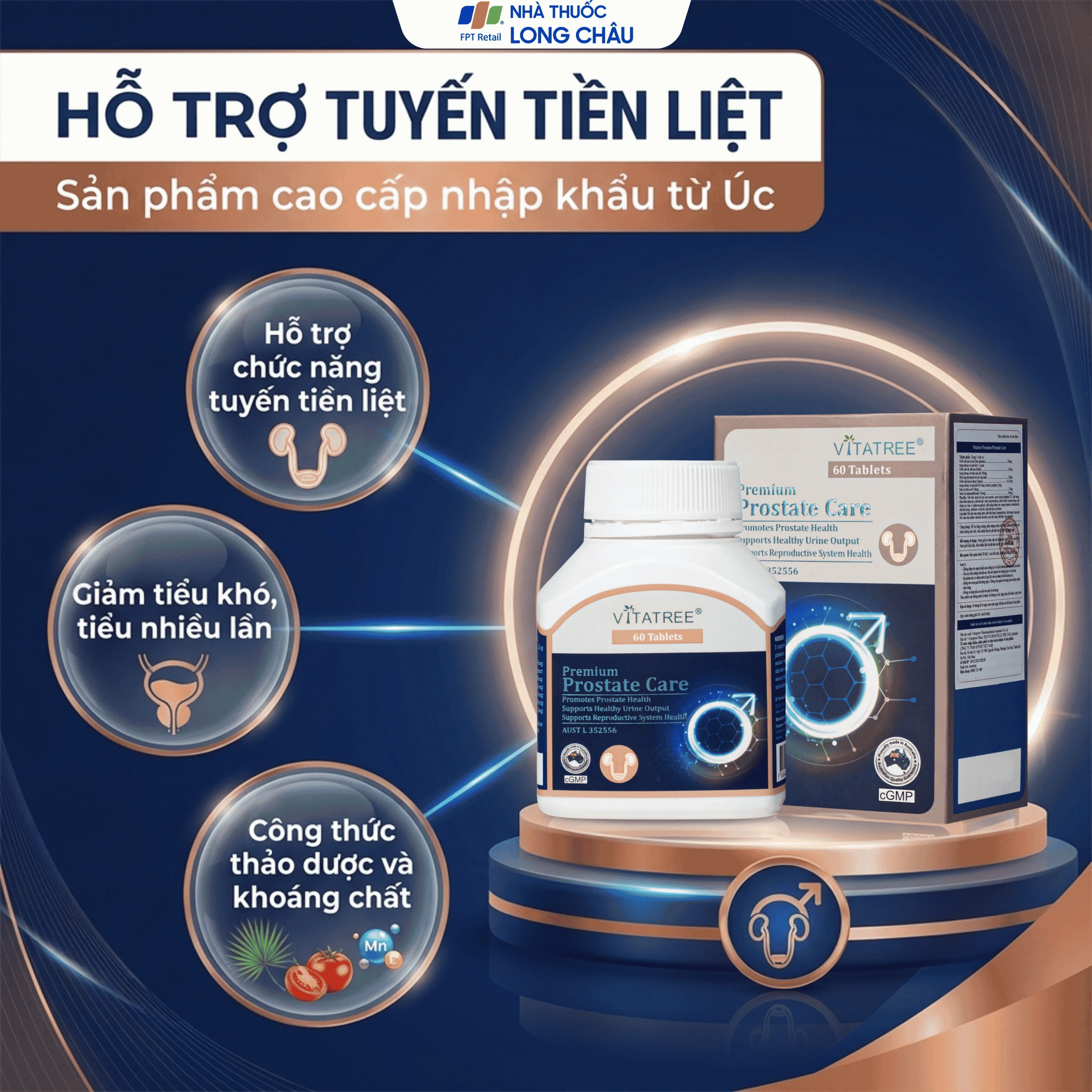 Viên uống hỗ trợ tăng cường chức năng tuyến tiền liệt Vitatree Premium Prostate Care (Hộp 60 viên) 2