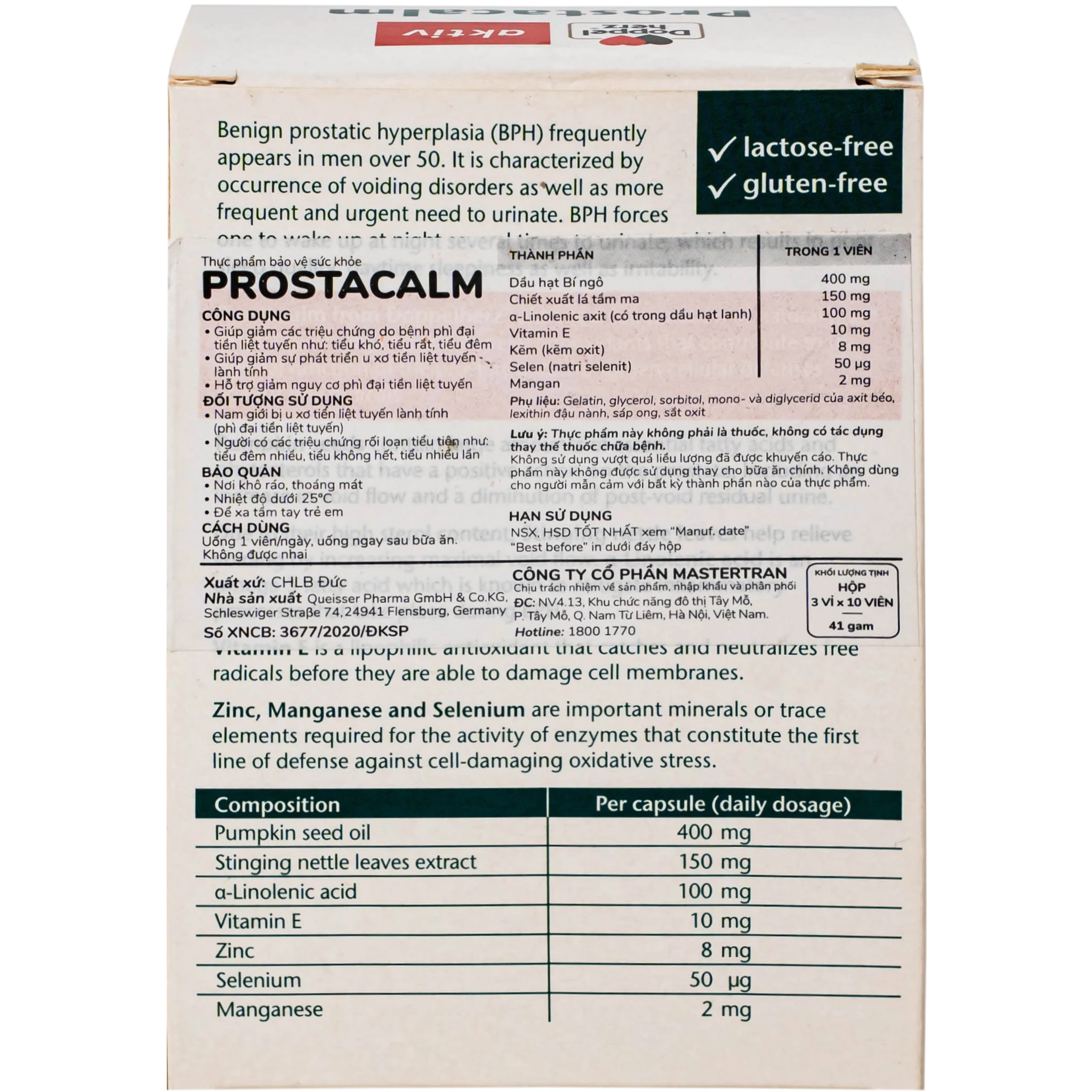 Viên uống giúp giảm triệu chứng do bệnh phì đại tiền liệt tuyến cho nam giới Doppelherz Aktiv Prostacalm (3 vỉ x 10 viên) 4