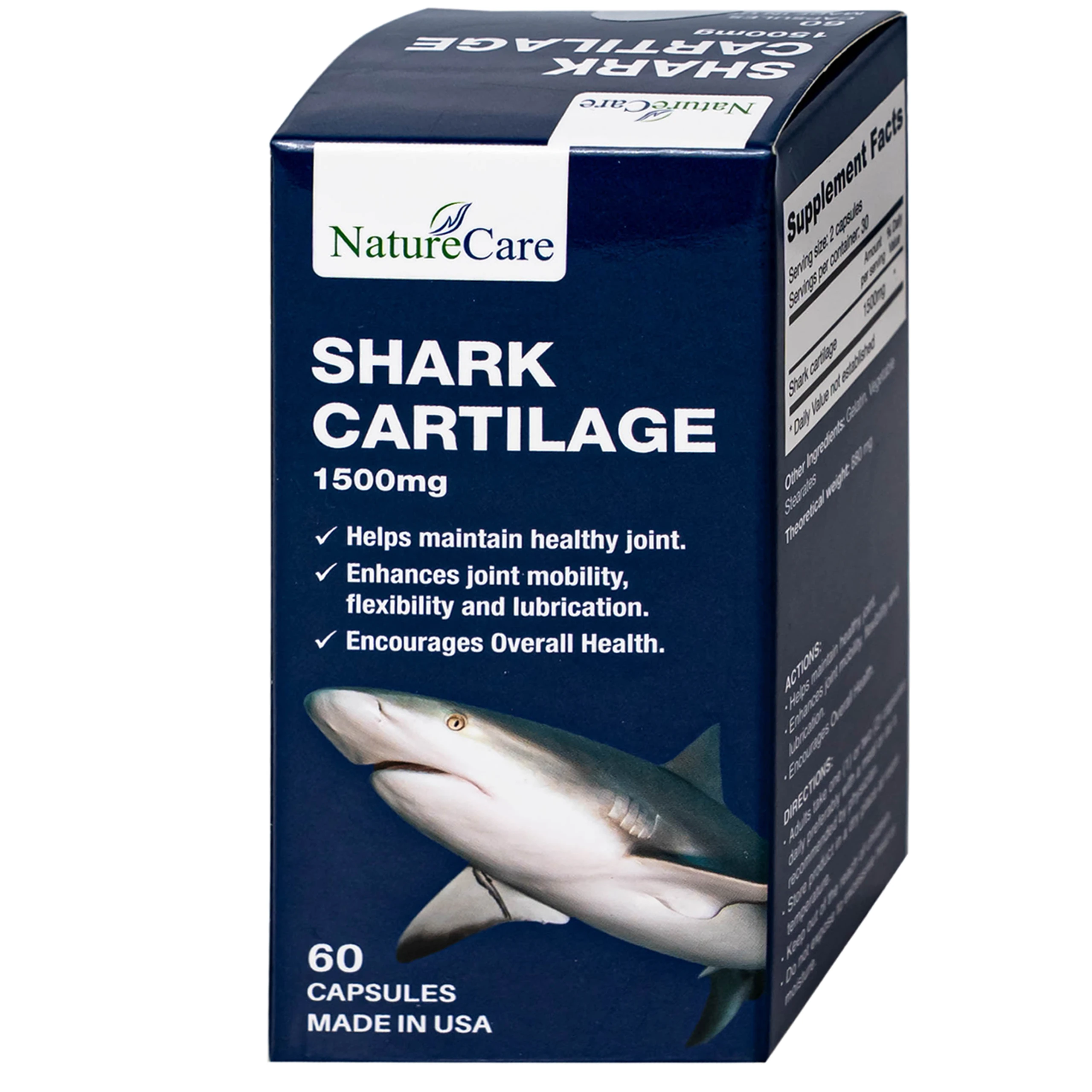 Viên uống hỗ trợ bôi trơn khớp, duy trì sức khỏe của khớp Shark Cartilage NatureCare (60 viên)