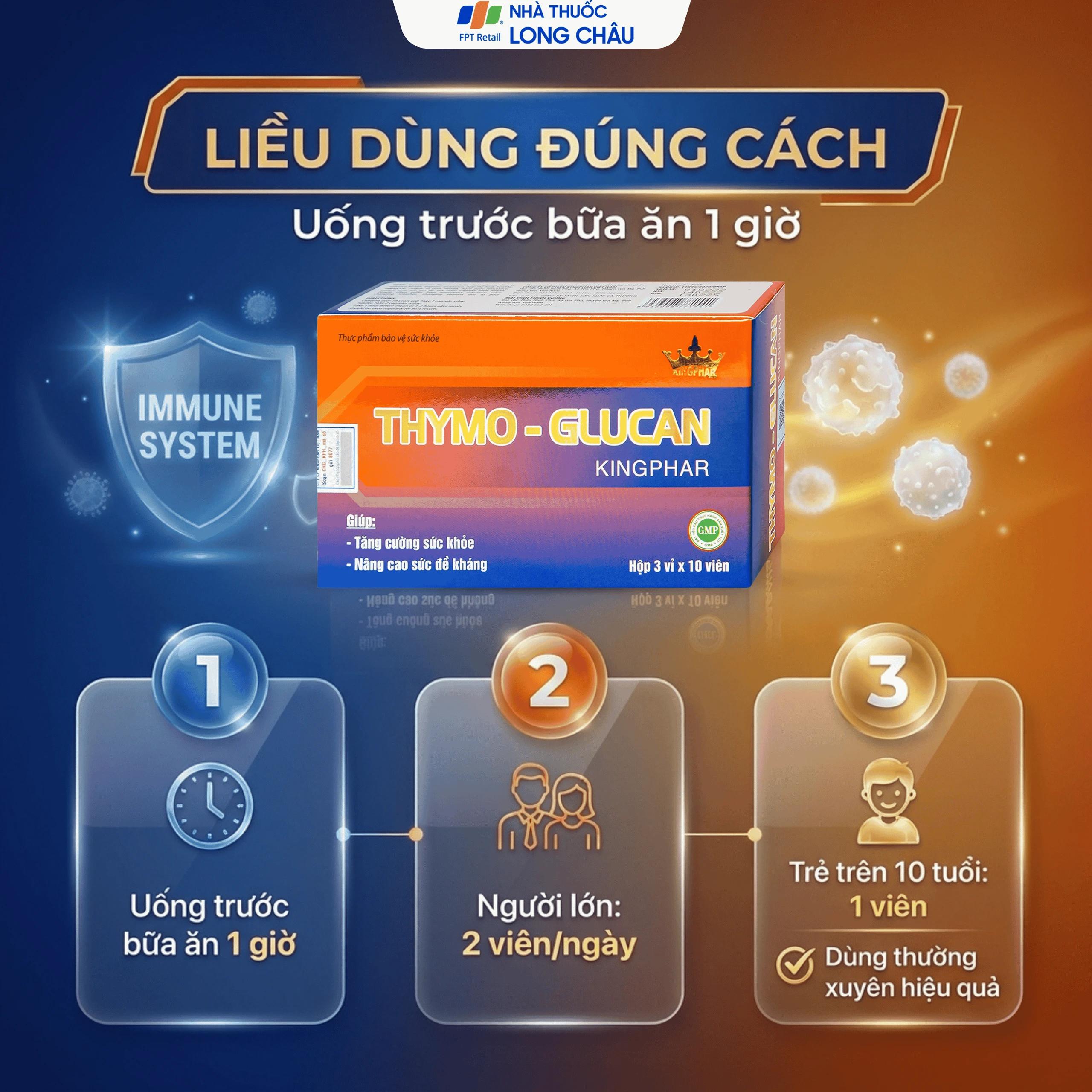 Viên uống nâng cao sức đề kháng giúp cơ thể khỏe mạnh Thymo-Glucan Kingphar (3 vỉ x 10 viên) 5