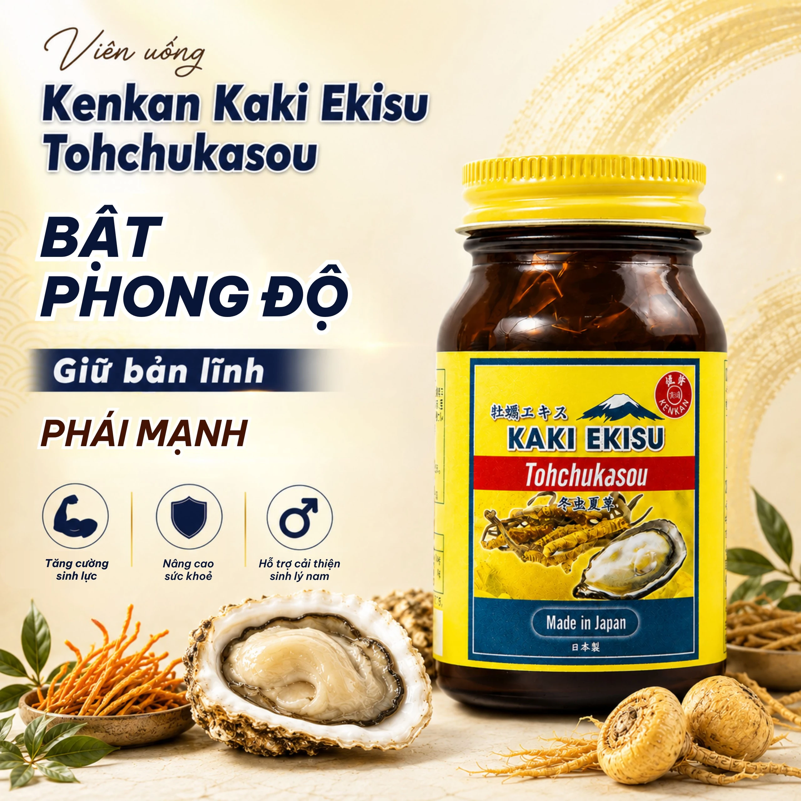 Viên uống hỗ trợ tăng cường sinh lý nam giới Kaki Ekisu Tohchukasou Kenkan (60 viên) 2