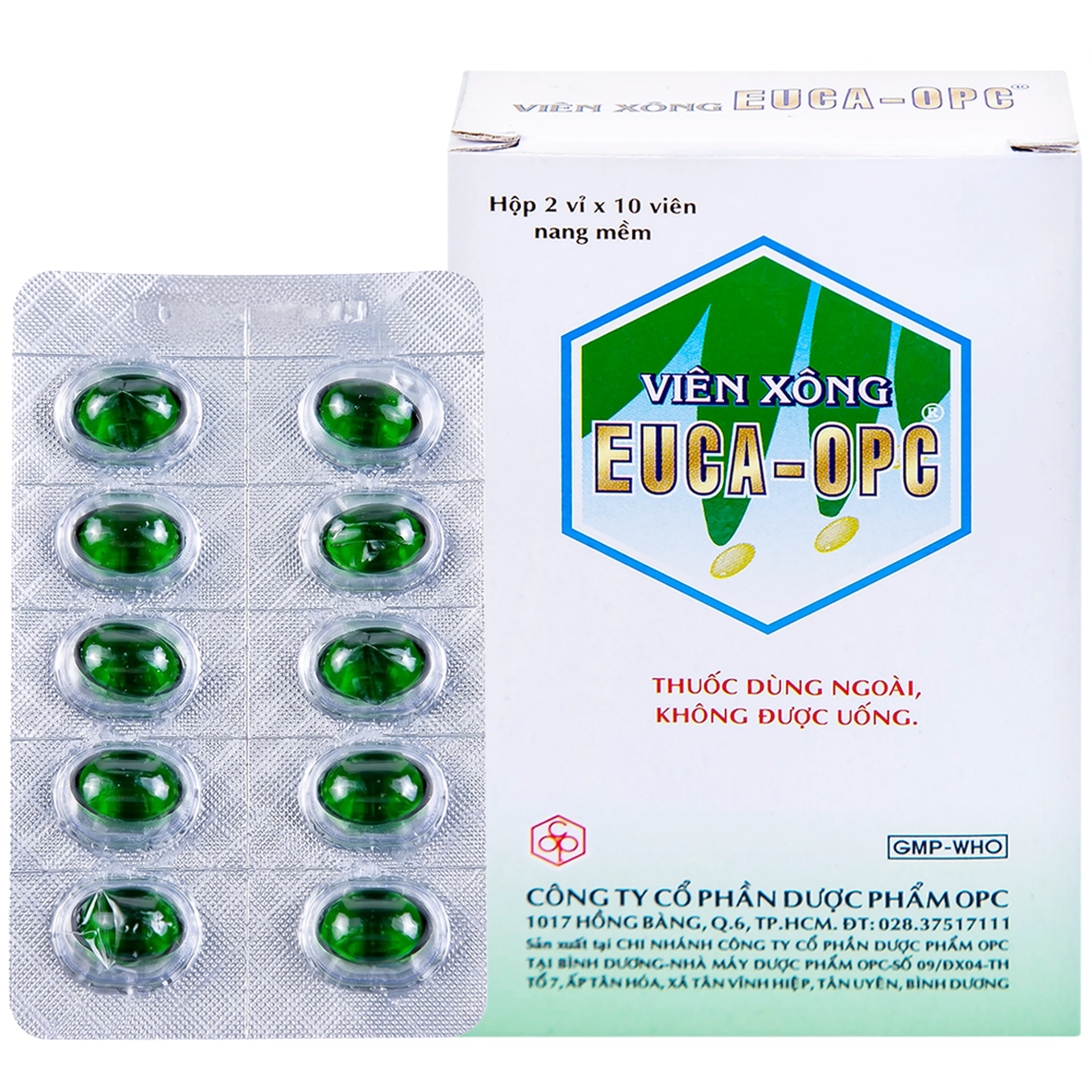Viên xông Euca-OPC điều trị cảm mạo, cảm cúm, sát trùng mũi họng (2 vỉ x 10 viên) 1