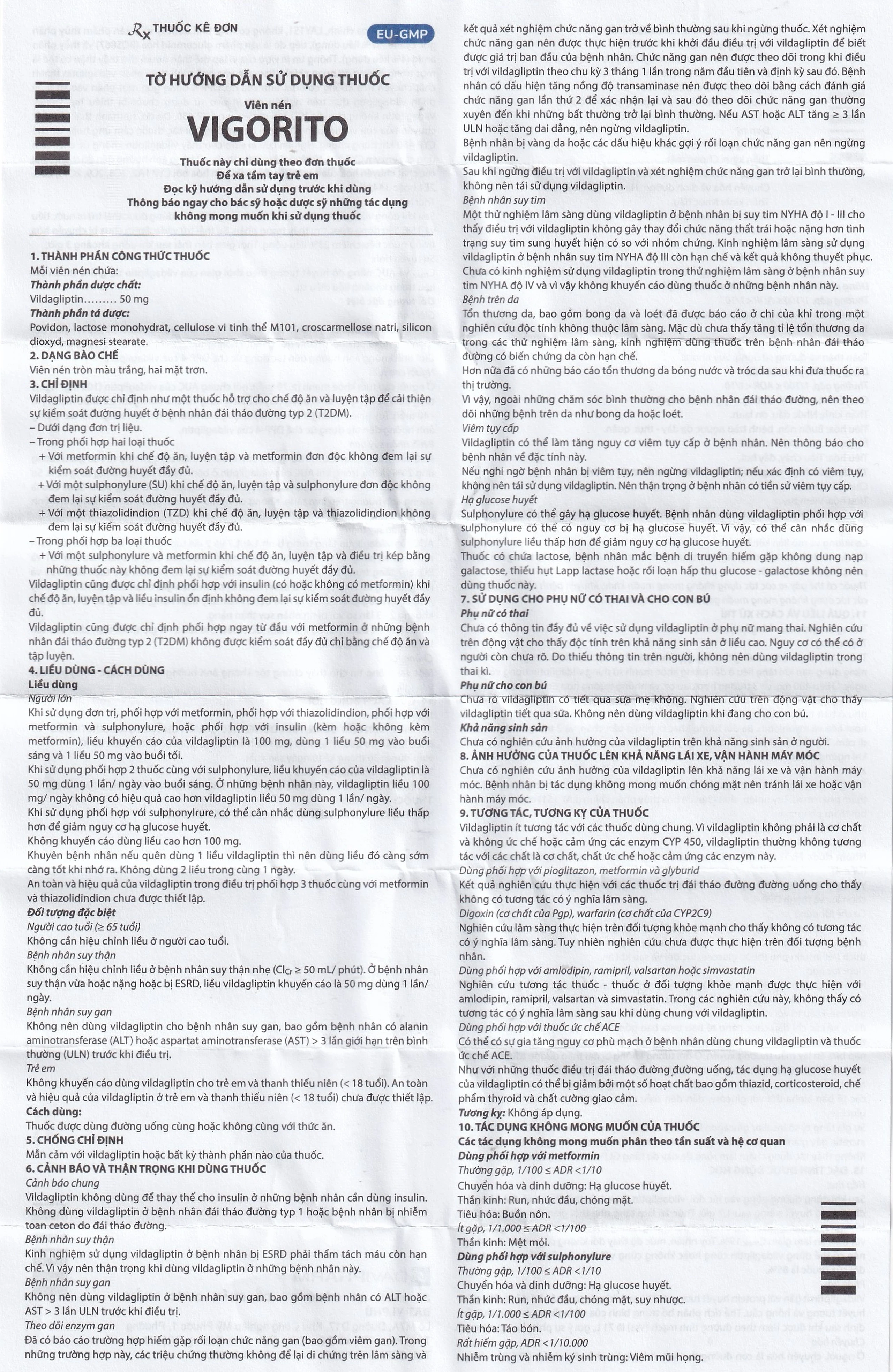 Thuốc Vigorito Davipharm kiểm soát đường huyết ở bệnh đái tháo đường típ 2 (3 vỉ x 10 viên) 