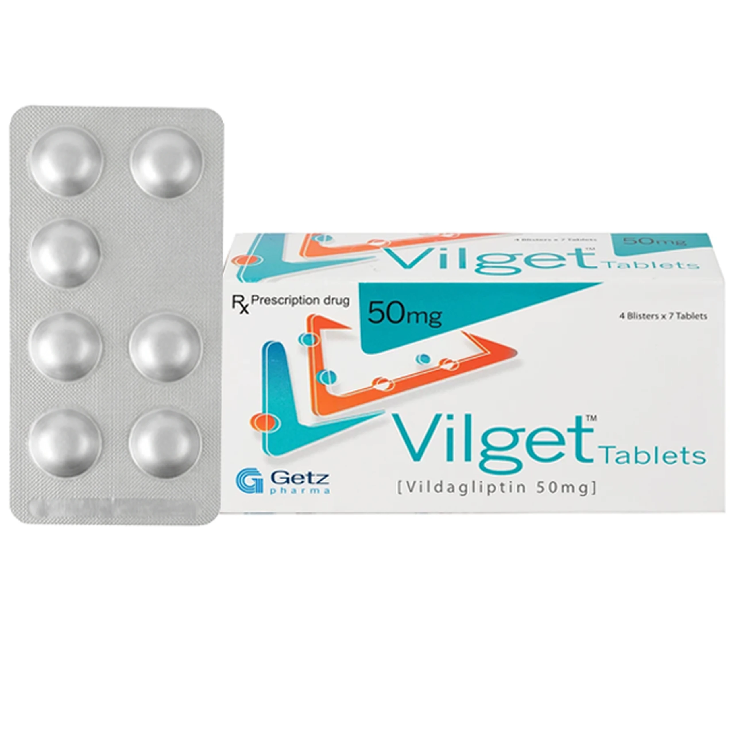 Thuốc Vilget Tablets 50mg Getz điều trị bệnh đái tháo đường típ 2 (4 vỉ x 7 viên)