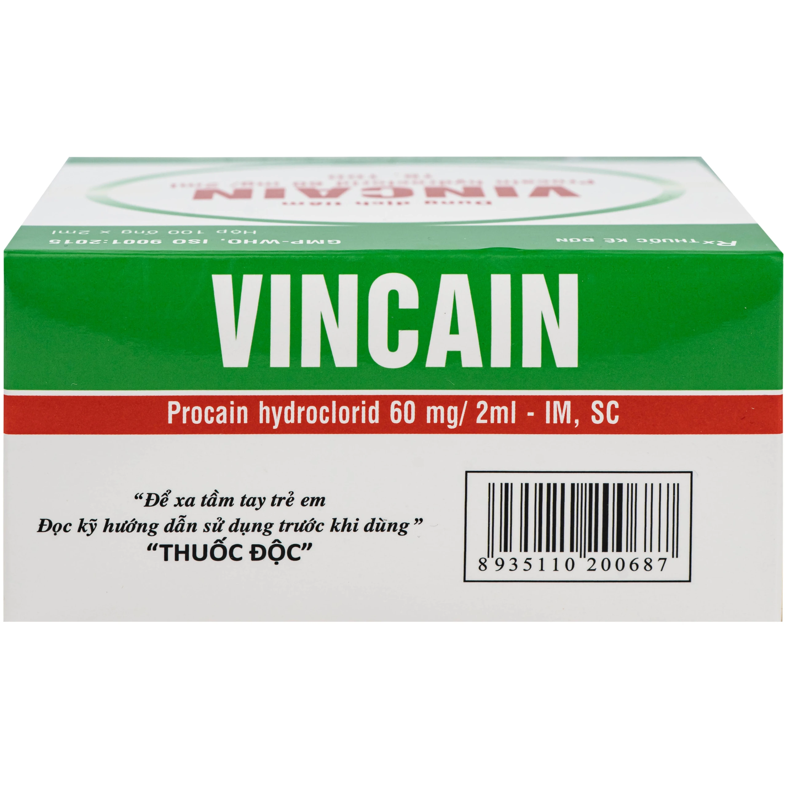 Dung dịch tiêm Vincain 60mg Vinphaco gây tê tại chỗ, gây tê cột sống (100 ống x 2ml)