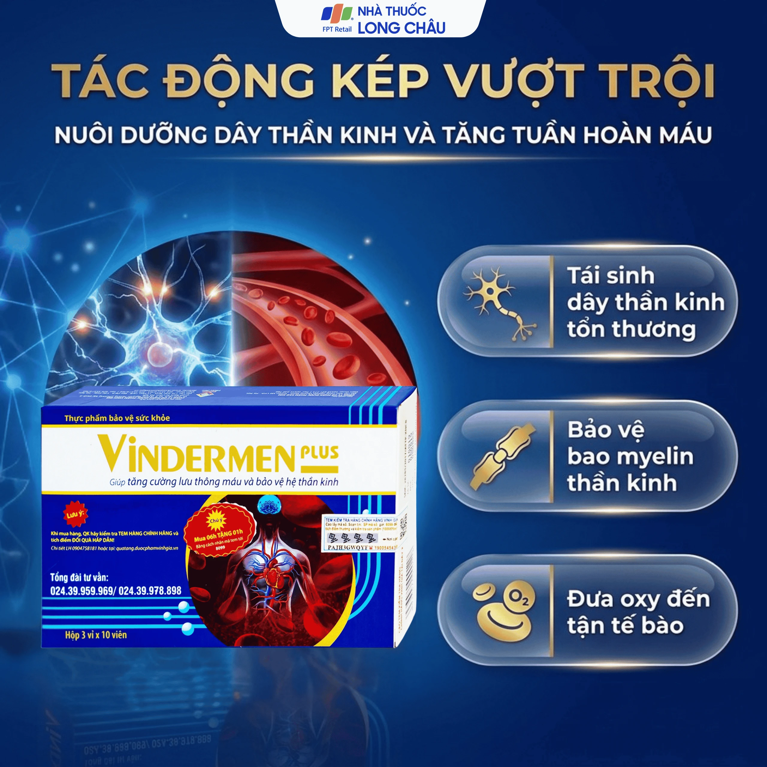 Viên hỗ trợ hoạt huyết Vindermen Plus Vinh Gia (3 vỉ x 10 viên) 4