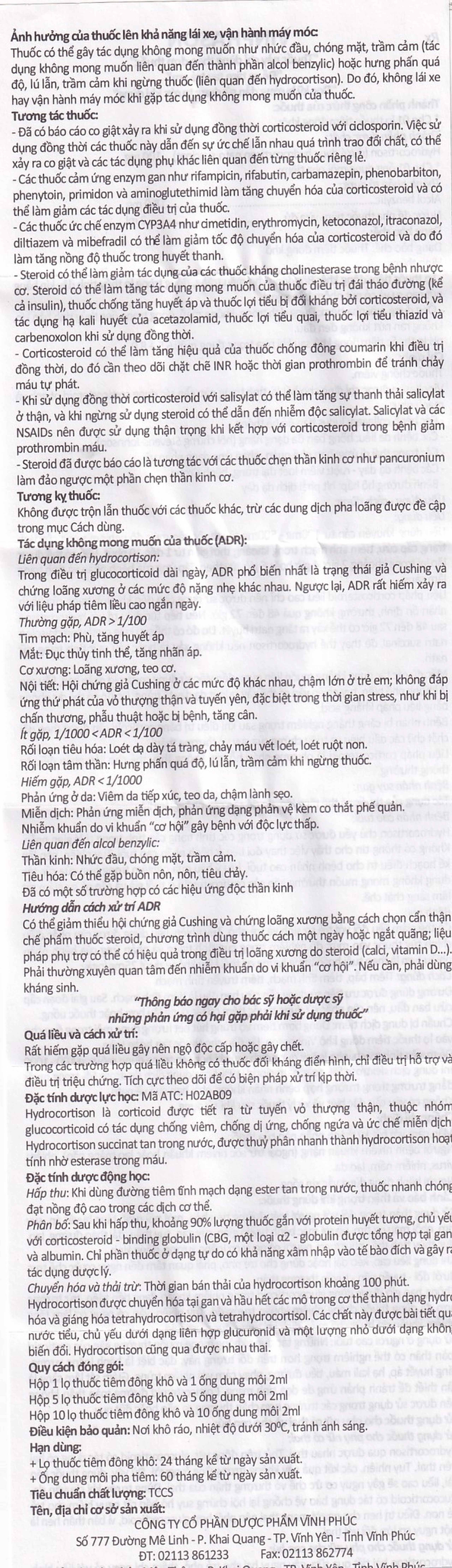 Thuốc tiêm Vinphason 100mg Vinphaco điều trị lupus ban đỏ hệ thống, hồng ban đa dạng nặng (1 lọ + 1 ống)
