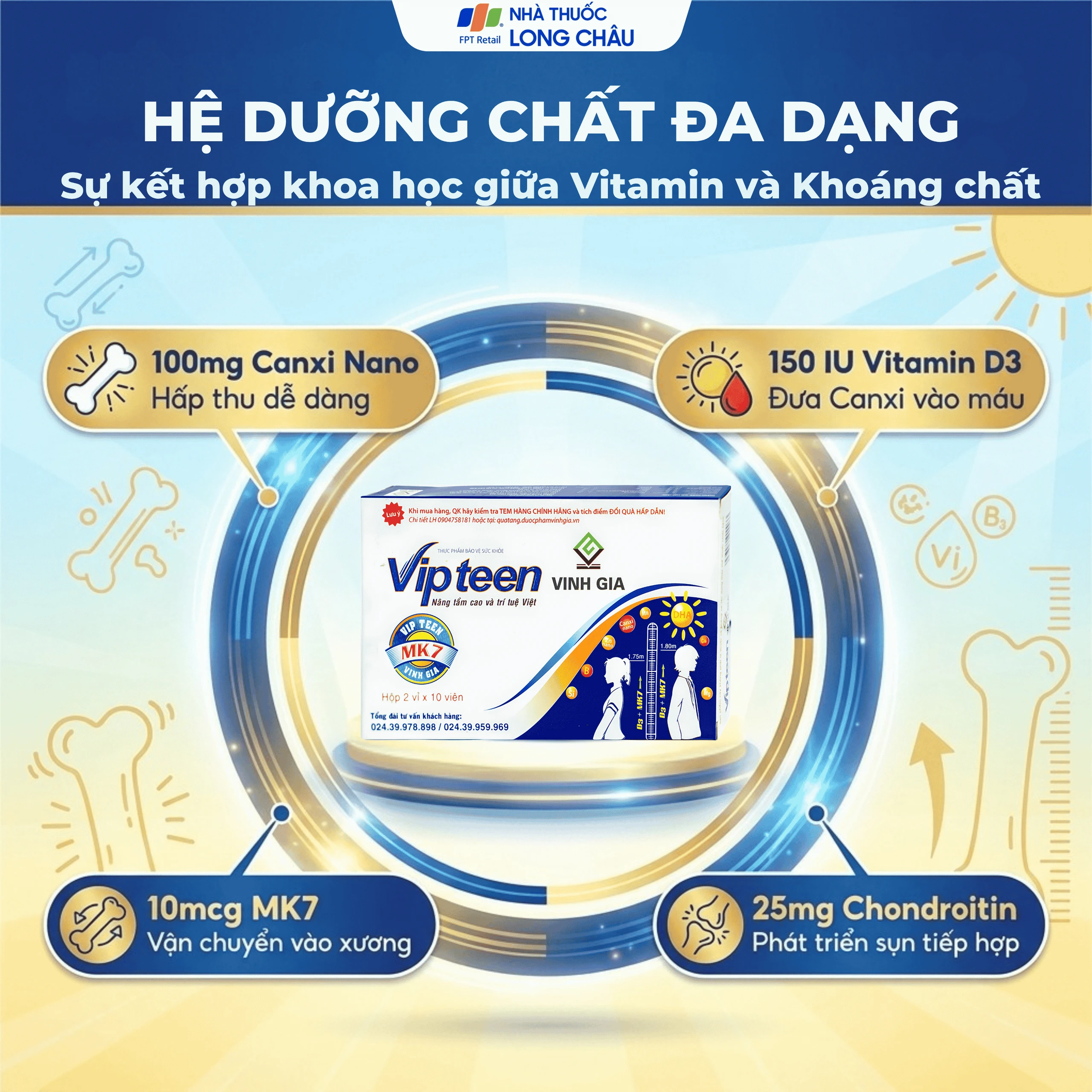 Viên phát triển chiều cao Vipteen Vinh Gia (2 vỉ x 10 viên) 3