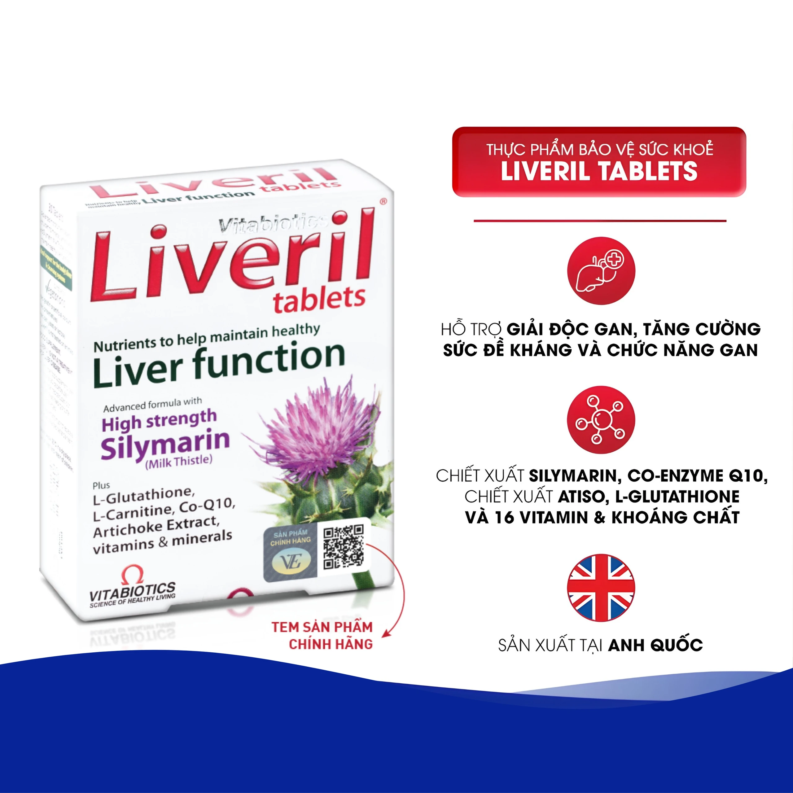 Viên uống hỗ trợ tăng cường chức năng gan Liveril Vitabiotics (5 vỉ x 6 viên) 3