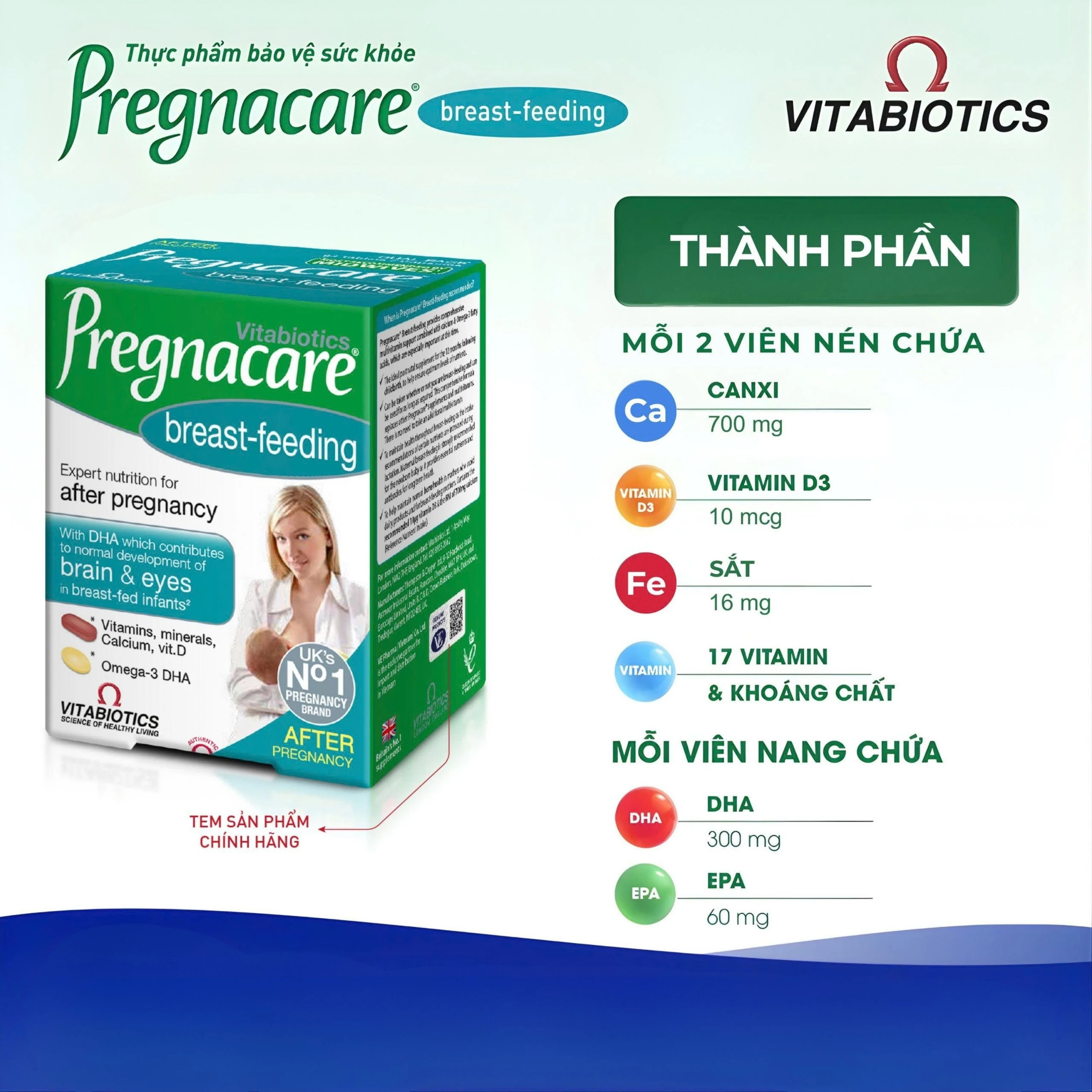 Viên bổ sung vitamin và khoáng chất cho phụ nữ cho con bú Vitabiotics Pregnacare Breast Feeding (6 vỉ x 14 viên)