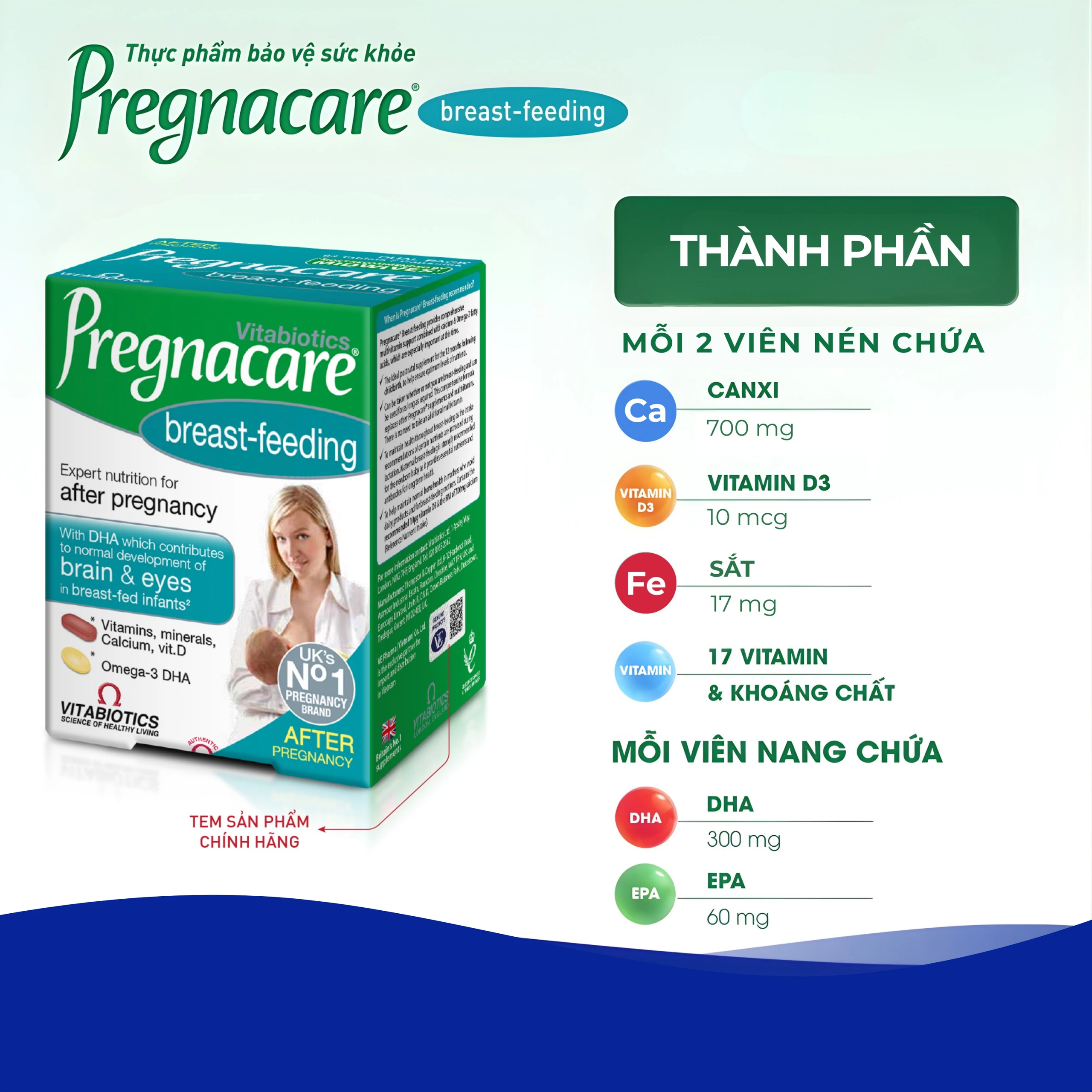 Viên bổ sung vitamin và khoáng chất cho phụ nữ cho con bú Vitabiotics Pregnacare Breast Feeding (6 vỉ x 14 viên)