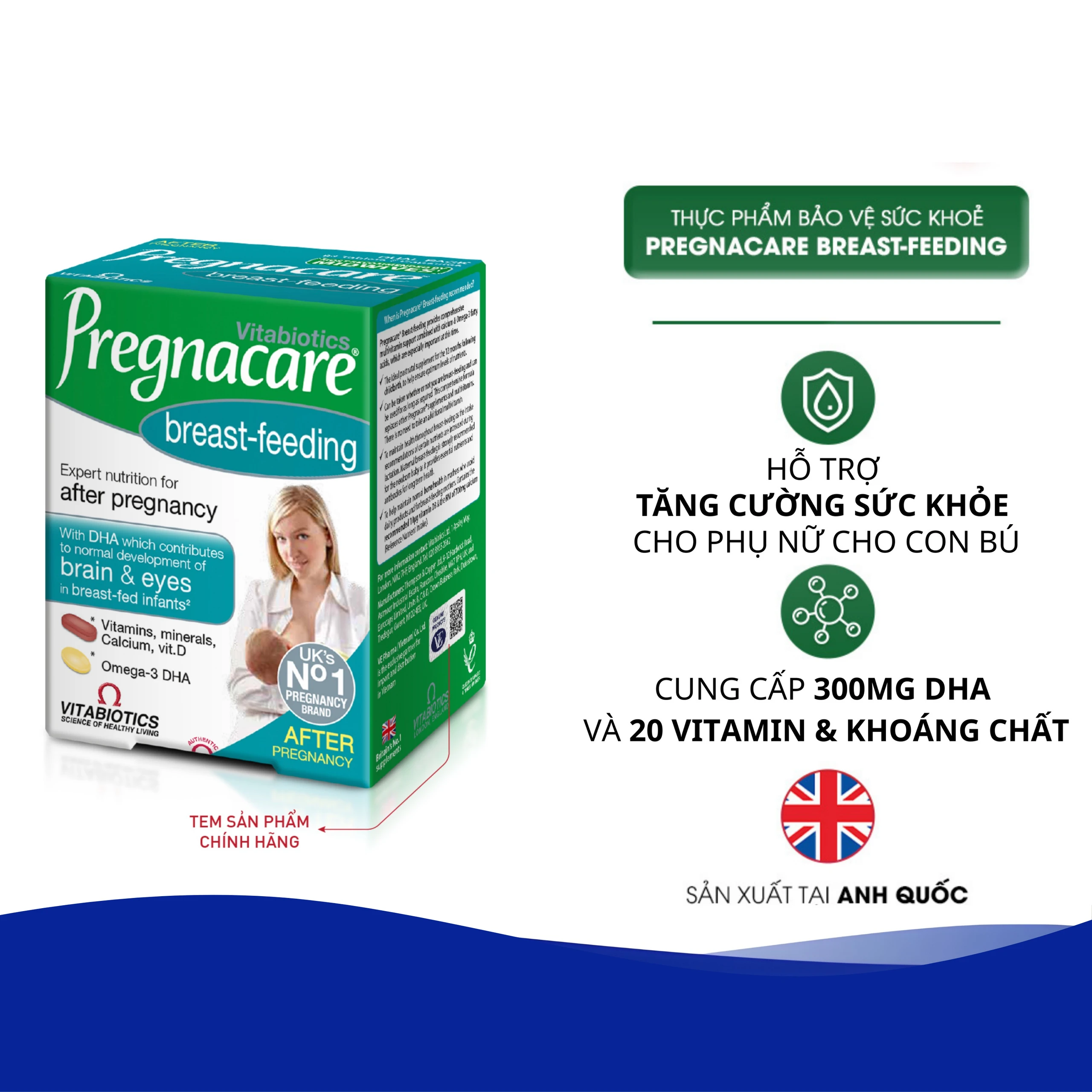 Viên bổ sung vitamin và khoáng chất cho phụ nữ cho con bú Vitabiotics Pregnacare Breast Feeding (6 vỉ x 14 viên)