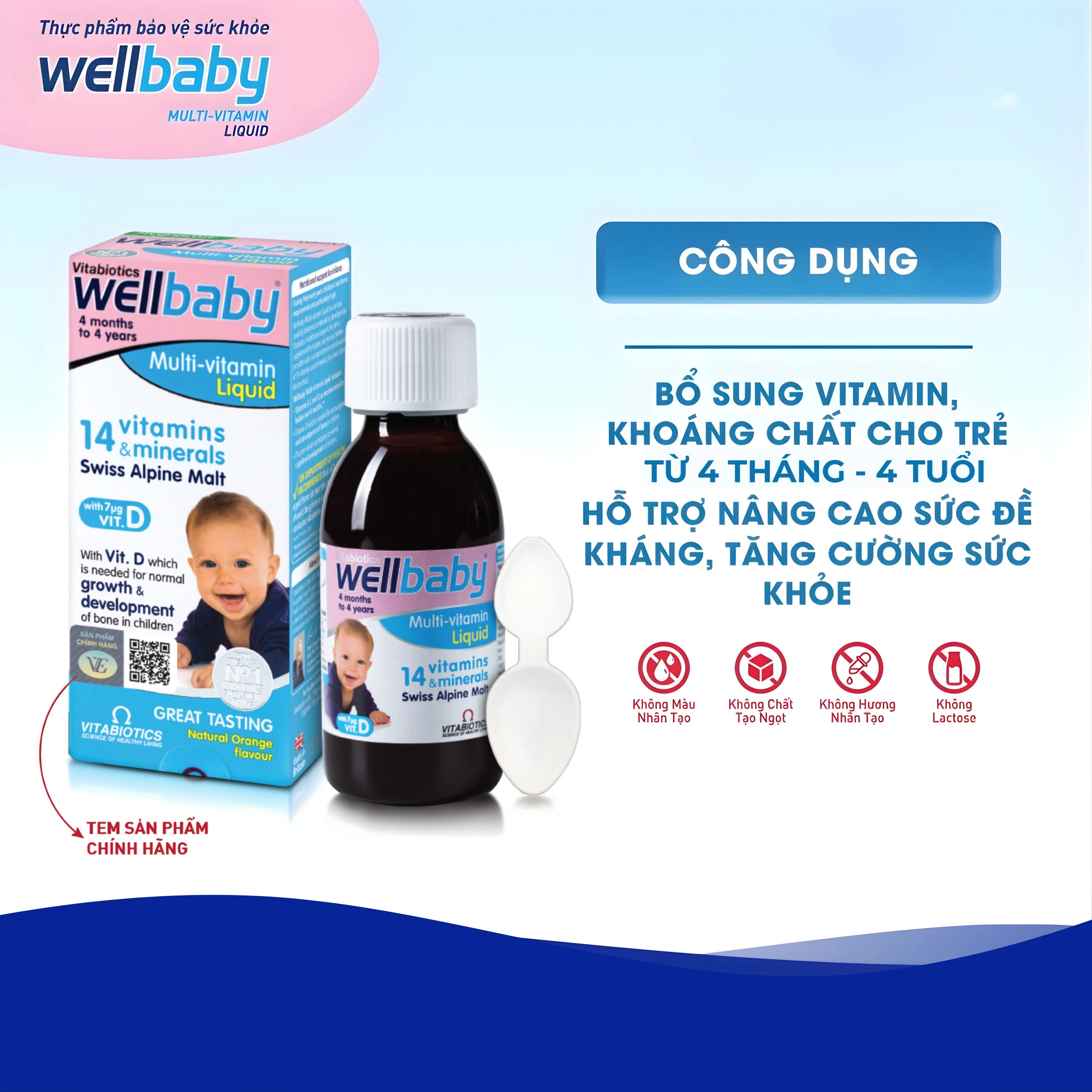 Siro bổ sung vitamin khoáng chất cho trẻ Vitabiotics Wellbaby Multi-Vitamin Liquid (150ml)