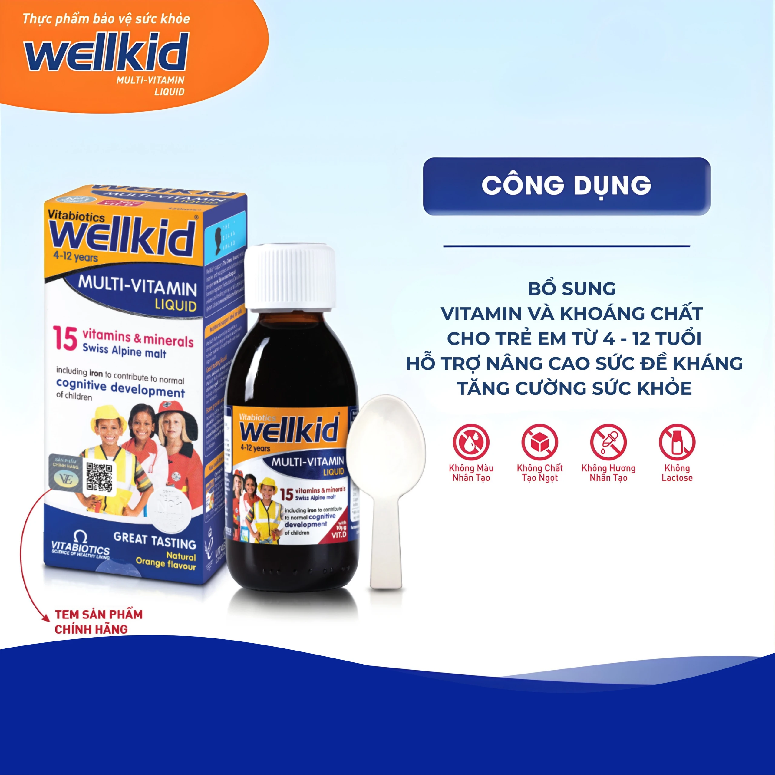 Siro bổ sung vitamin khoáng chất cho trẻ emWellKid Multi-Vitamin Liquid (150ml)