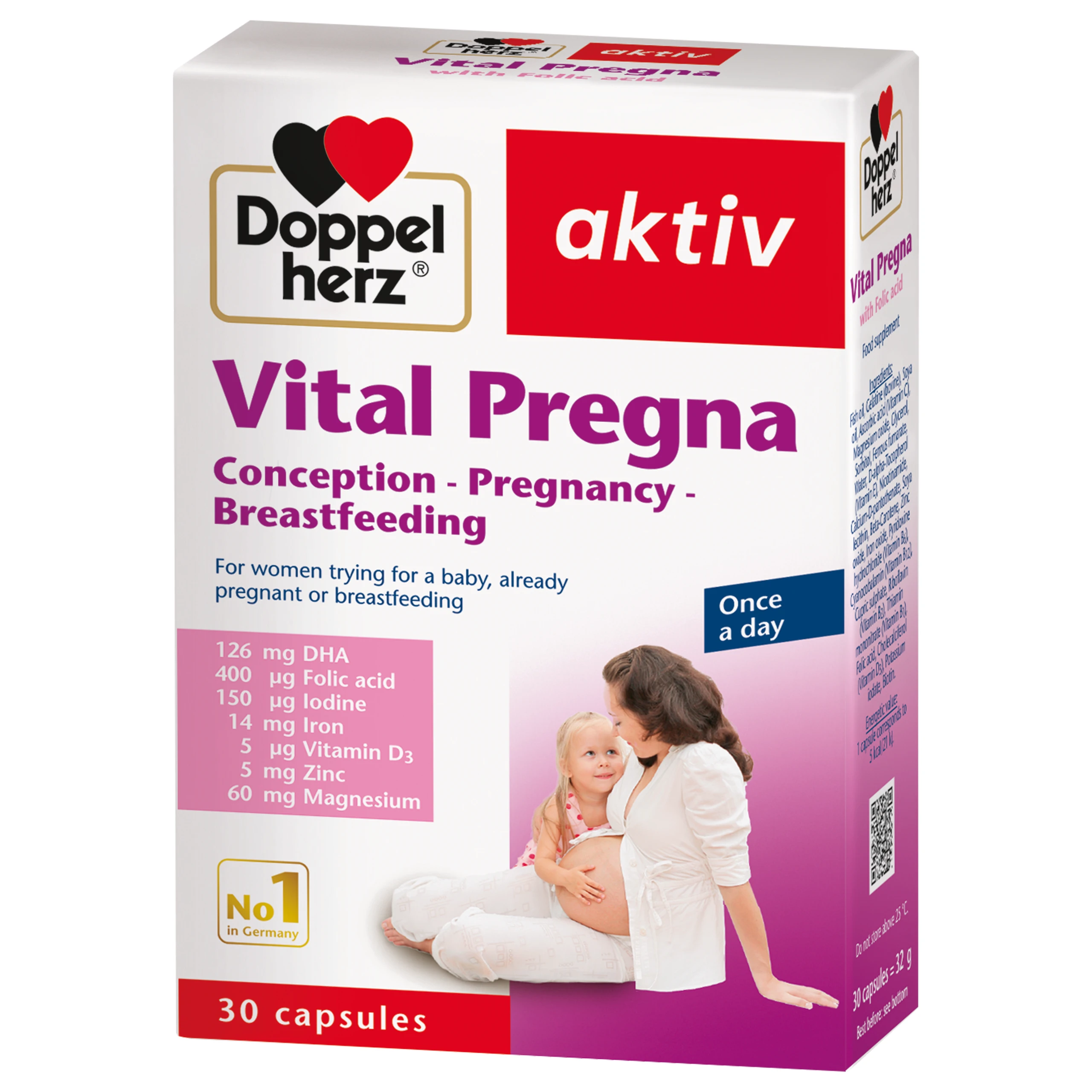 Viên uống bổ sung vitamin và khoáng chất cho phụ nữ mang thai Doppelherz Aktiv Vital Pregna (Hộp 30 viên)
