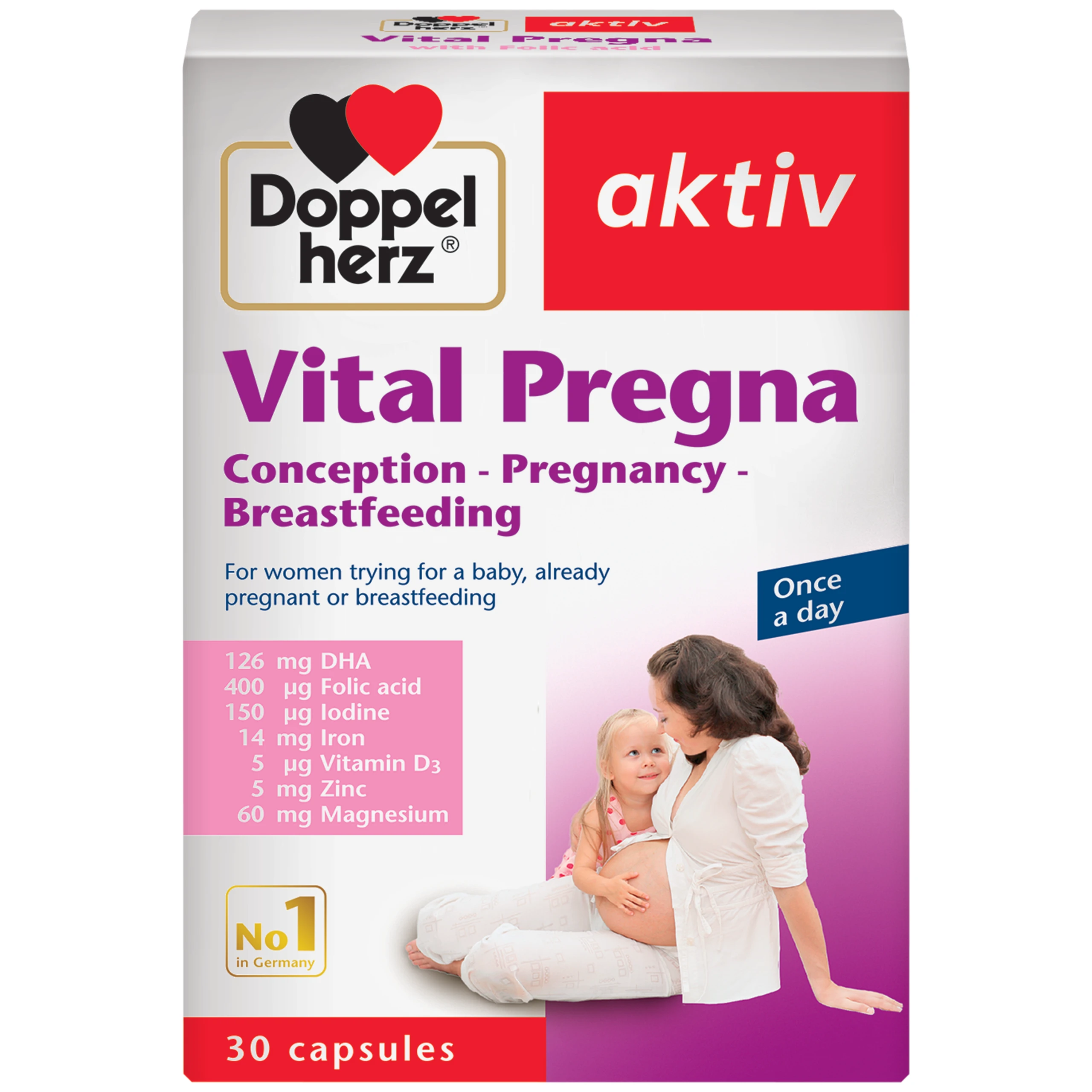 Viên uống bổ sung vitamin và khoáng chất cho phụ nữ mang thai Doppelherz Aktiv Vital Pregna (Hộp 30 viên)