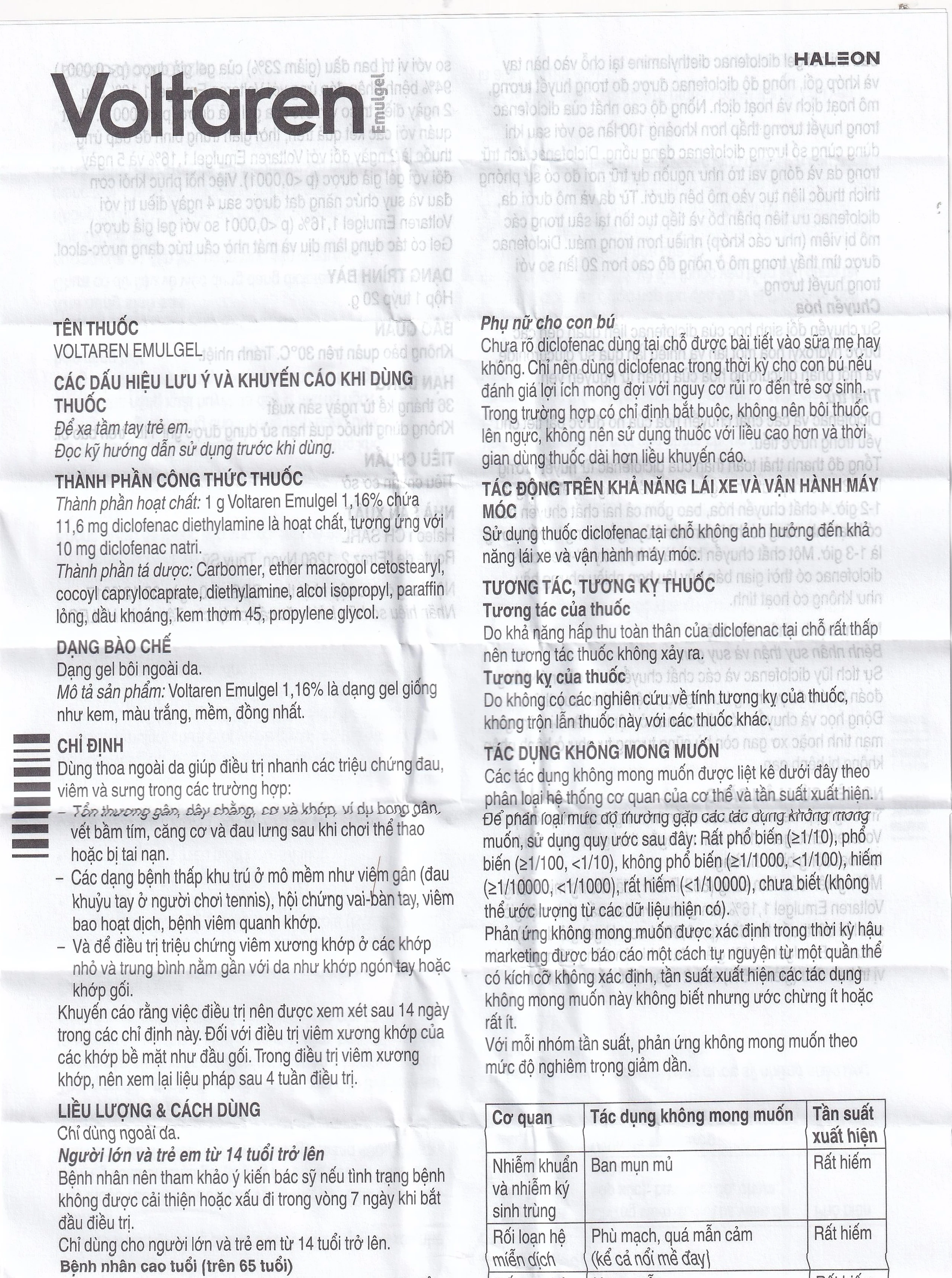 Gel bôi Voltaren Emulgel Novartis điều trị giảm đau do chấn thương hoặc thấp khớp (20g)