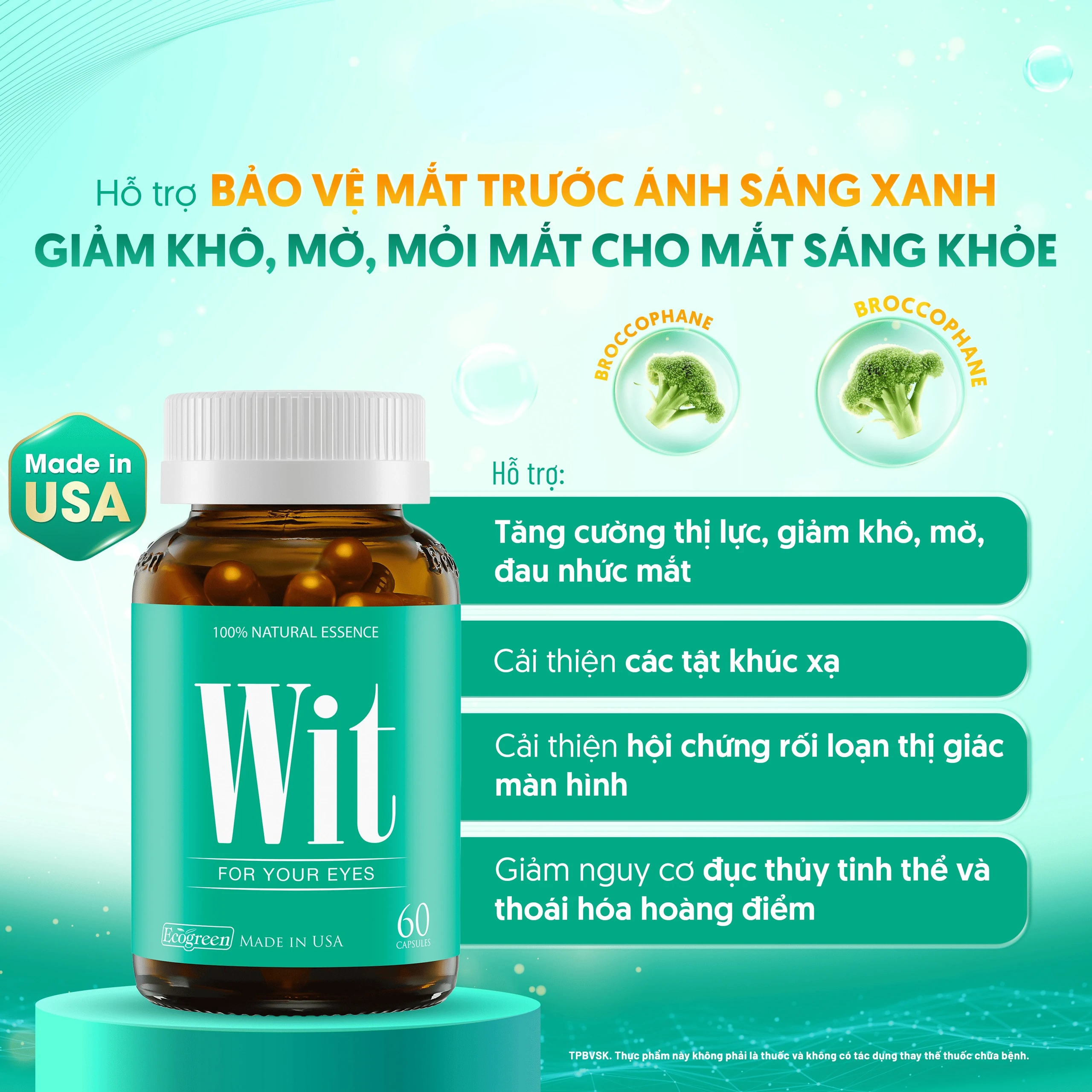 Viên uống tăng cường thị lực giảm mờ và nhòe mắt WIT For Your Eyes (30 viên) 2