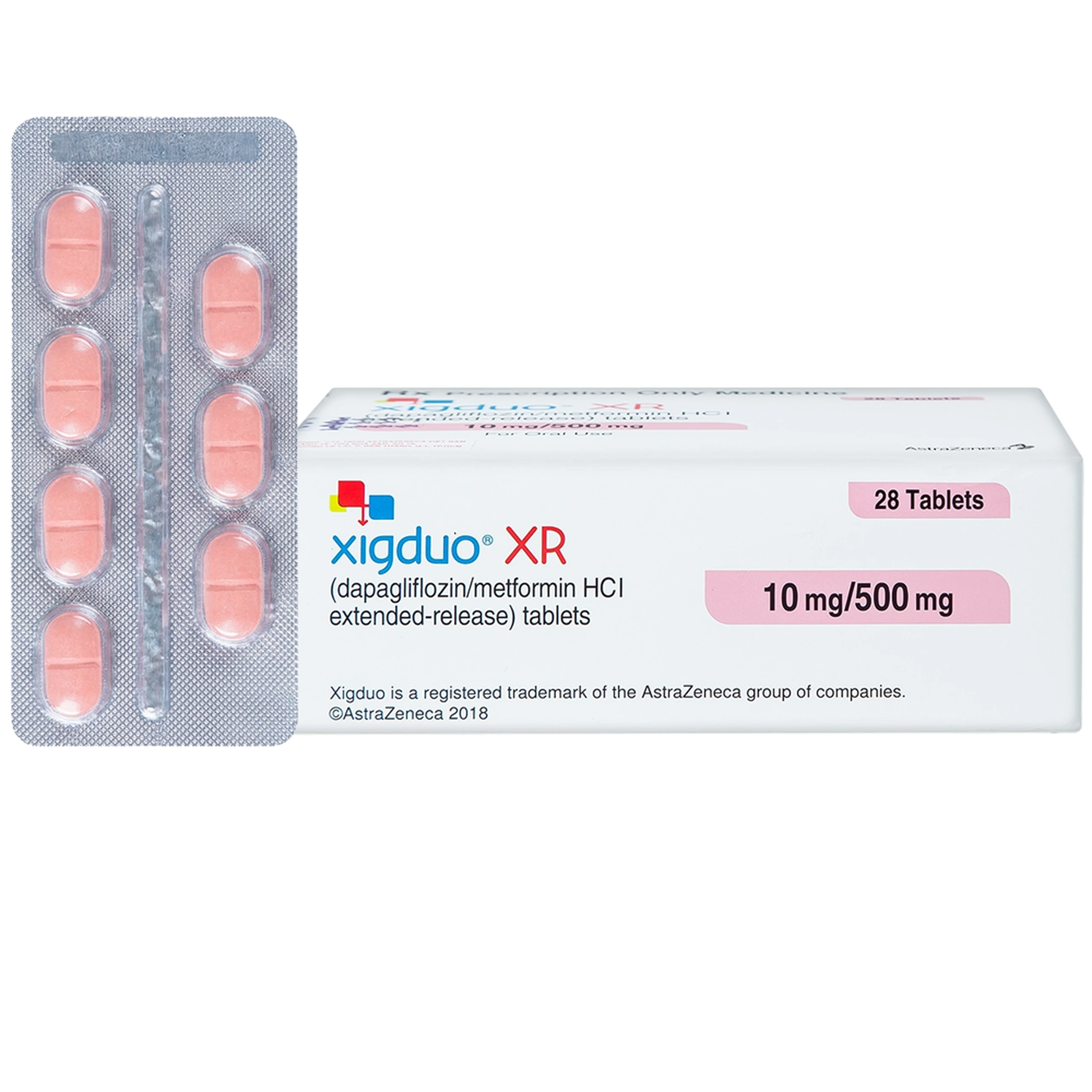 Thuốc Xigduo XR 10mg/500mg Astrazeneca cải thiện kiểm soát đường huyết (4 vỉ x 7 viên) 