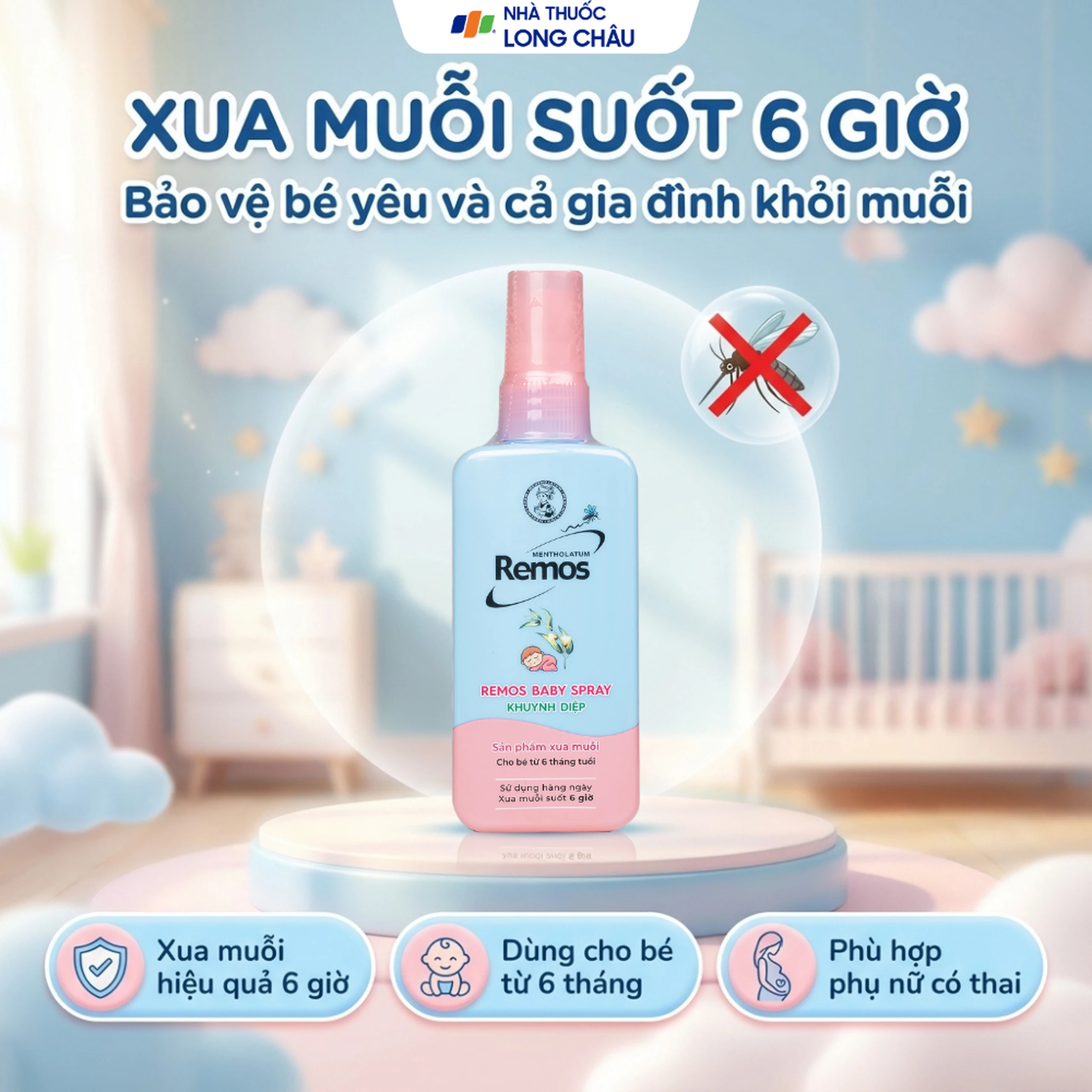 Xịt xua muỗi Remos hương Khuynh Diệp xua muỗi suốt 6 giờ cho bé từ 6 tháng tuổi (70ml) 2