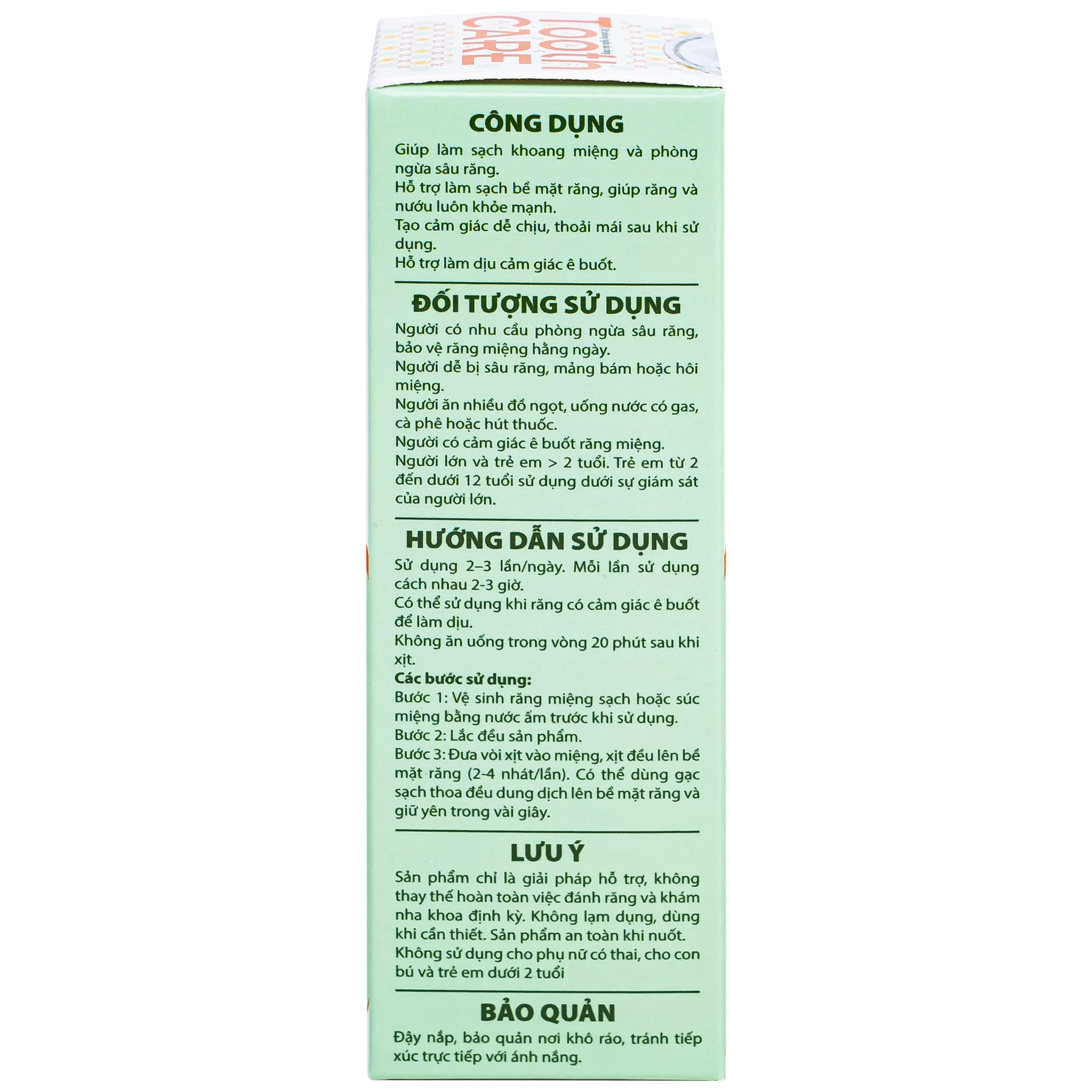 Xịt giảm đau nhức răng, viêm nướu Tooth Care 20ml