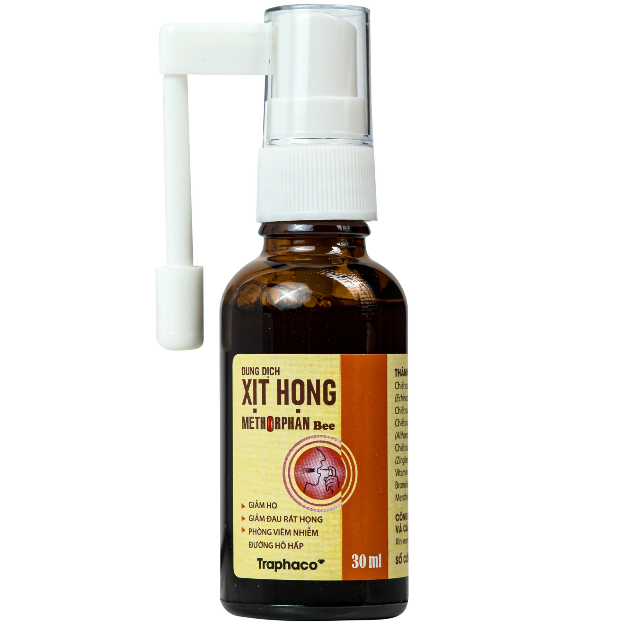 Xịt họng Methorphan Bee Traphaco giảm ho, viêm họng, viêm phế quản, nhiệt miệng, viêm nướu, hôi miệng (30ml) 3
