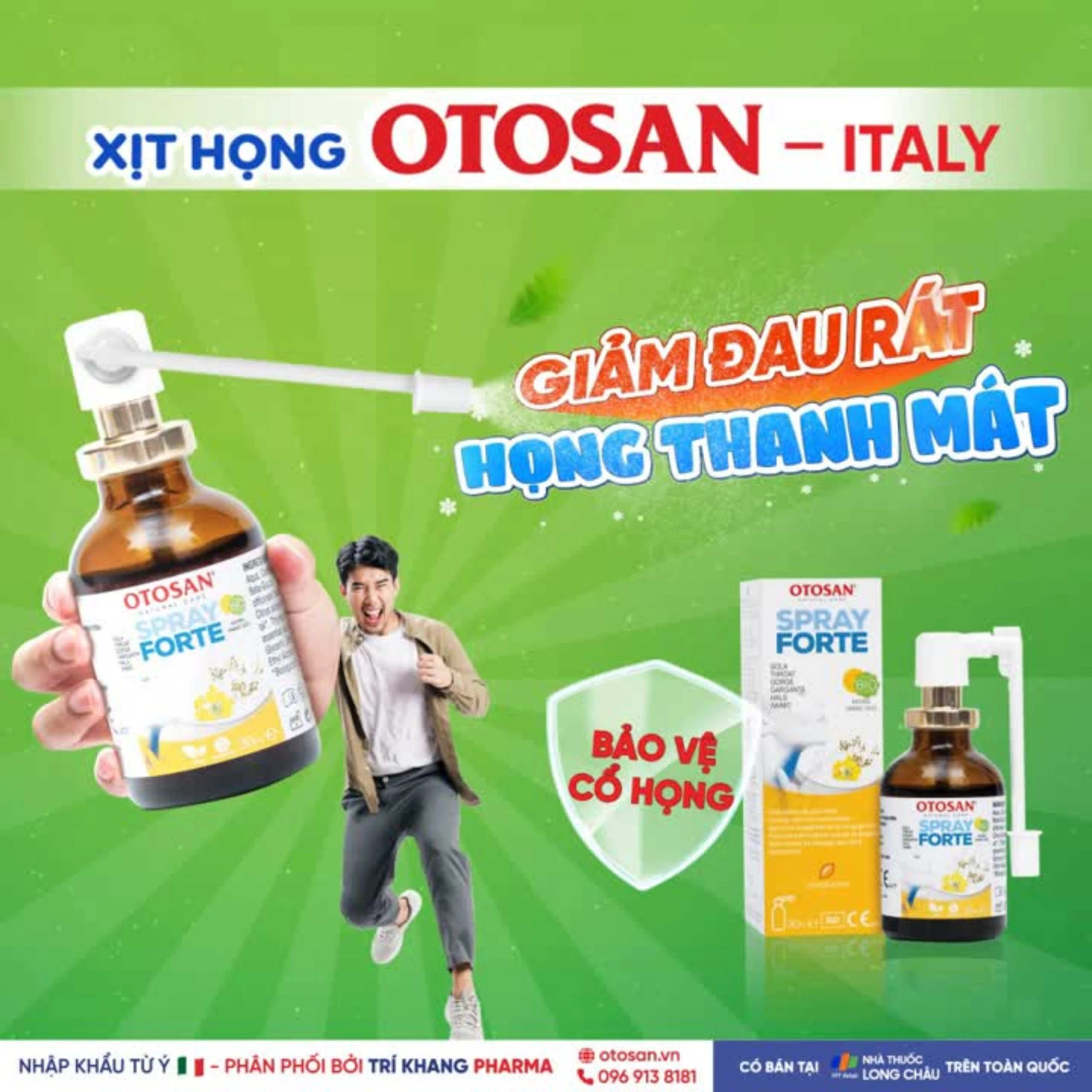 Xịt họng Otosan Forte 30ml hỗ trợ giảm viêm họng cấp tính, viêm hô hấp, giảm đau rát họng