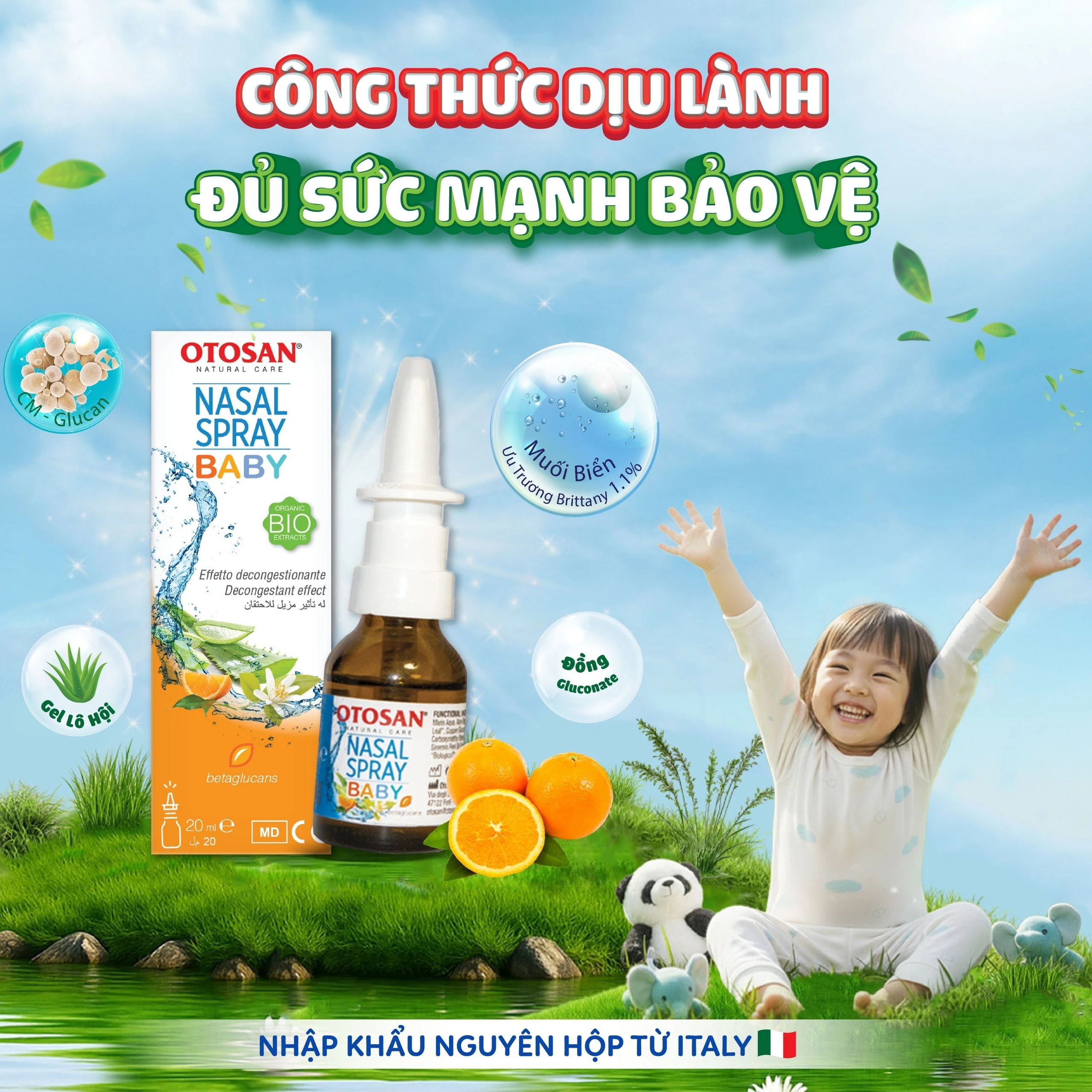 Xịt mũi trẻ em Otosan Nasal Spray Baby 20ml hỗ trợ điều trị viêm mũi,xoang cho trẻ