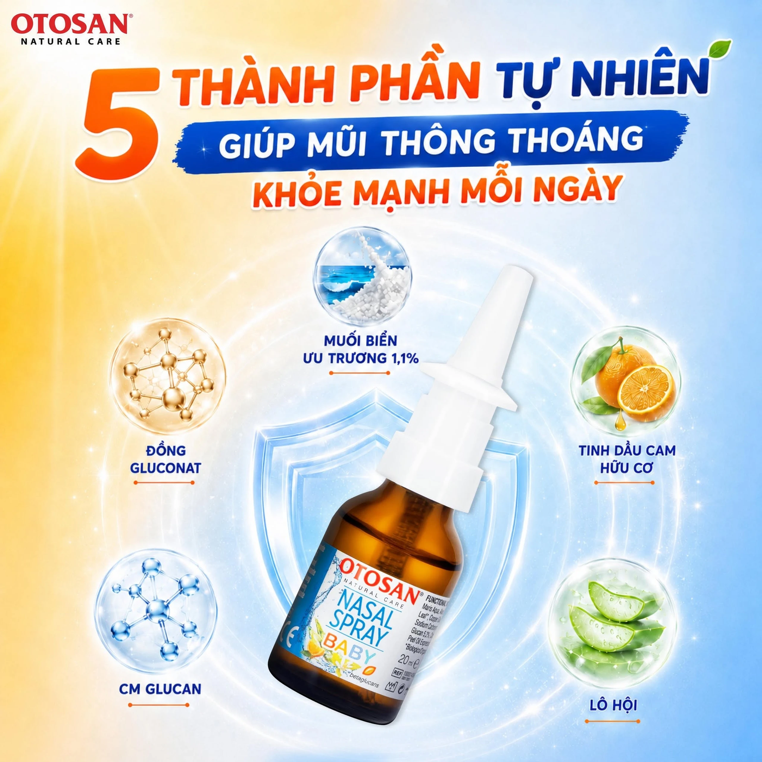 Xịt mũi trẻ em Otosan Nasal Spray Baby 20ml hỗ trợ điều trị viêm mũi,xoang cho trẻ 3