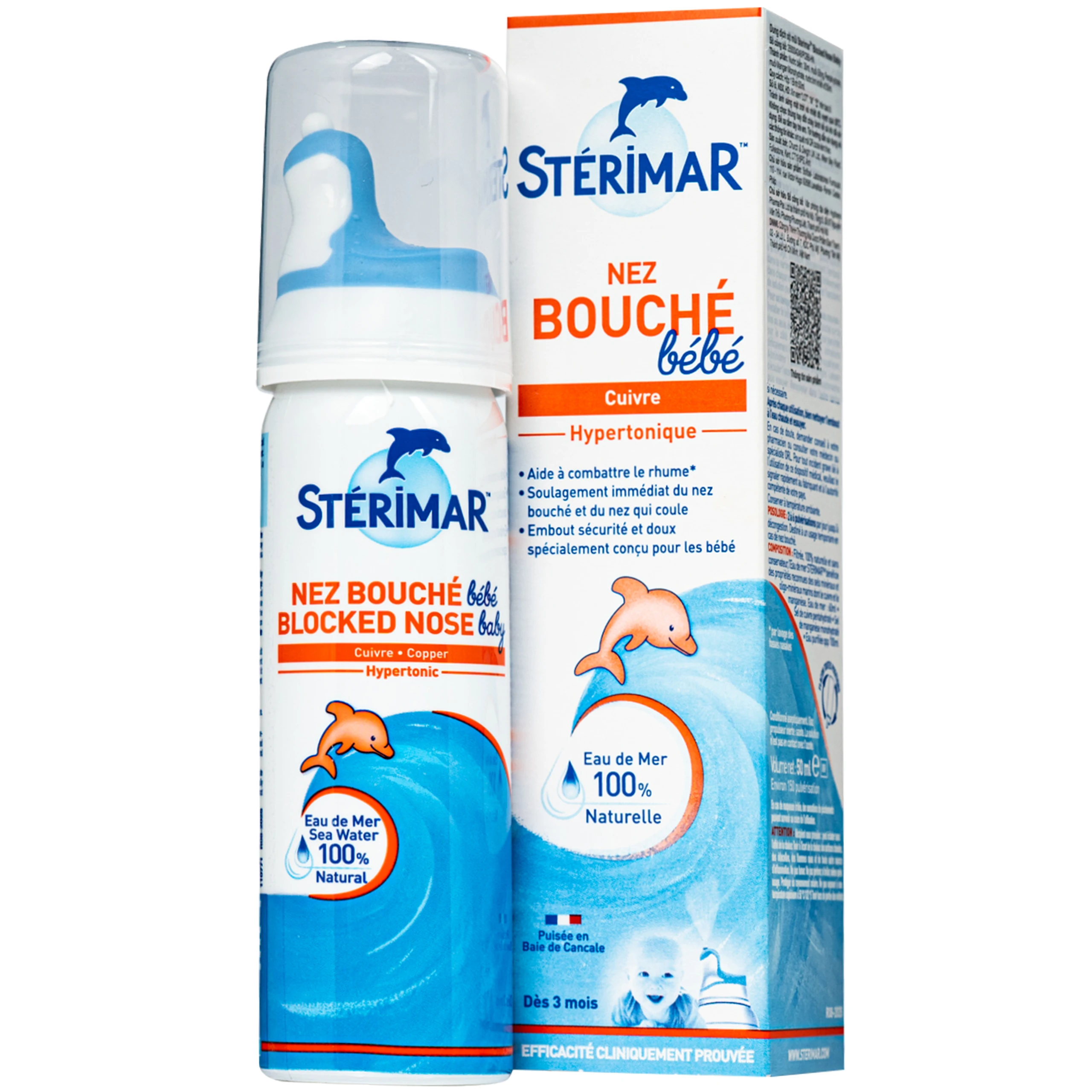 Xịt mũi trẻ em Sterimar Blocked Nose Baby (Mẫu mới) - Hỗ trợ giảm viêm mũi, nghẹt mũi cho trẻ từ 3 tháng đến 3 tuổi (50ml) 1