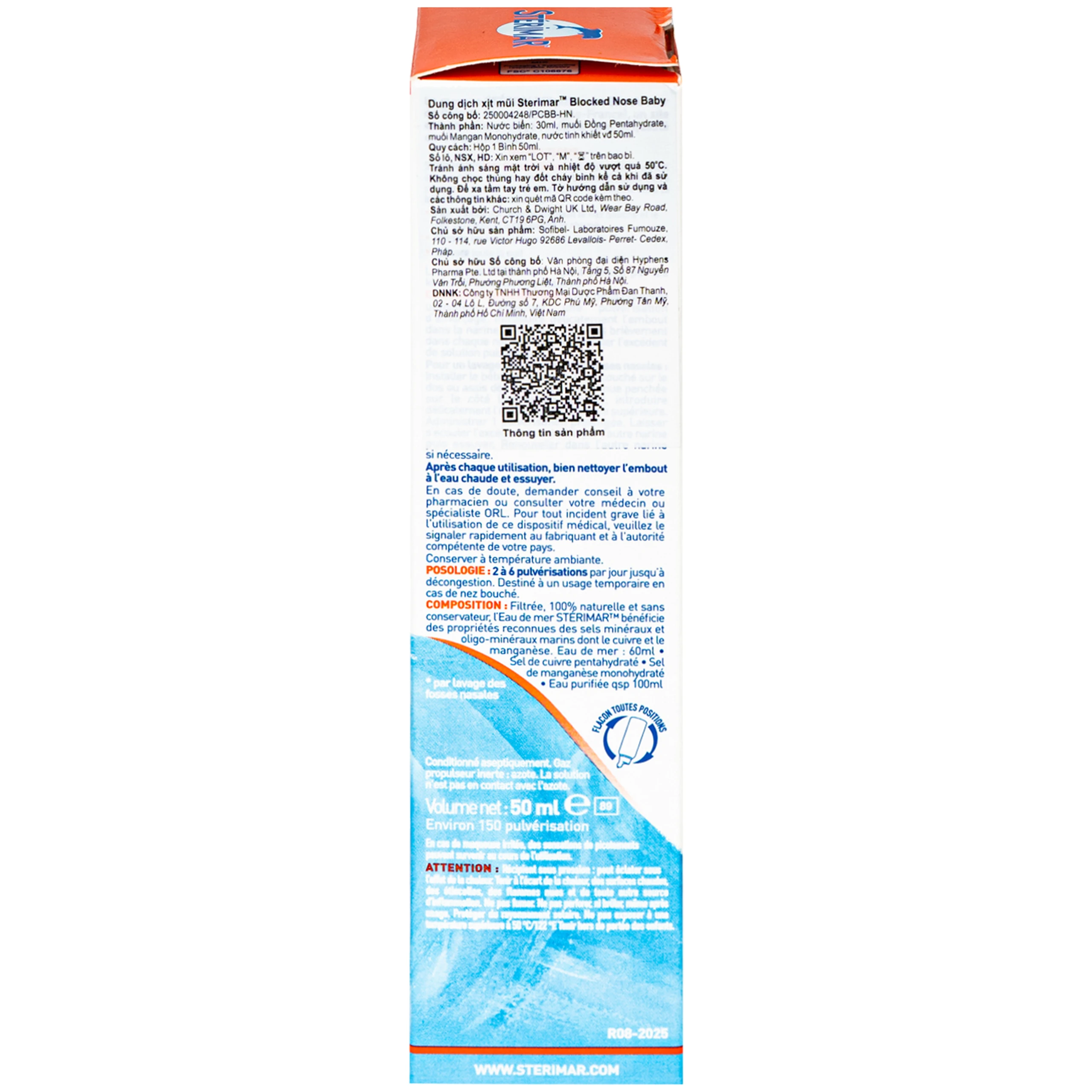 Xịt mũi trẻ em Sterimar Blocked Nose Baby (Mẫu mới) - Hỗ trợ giảm viêm mũi, nghẹt mũi cho trẻ từ 3 tháng đến 3 tuổi (50ml) 4