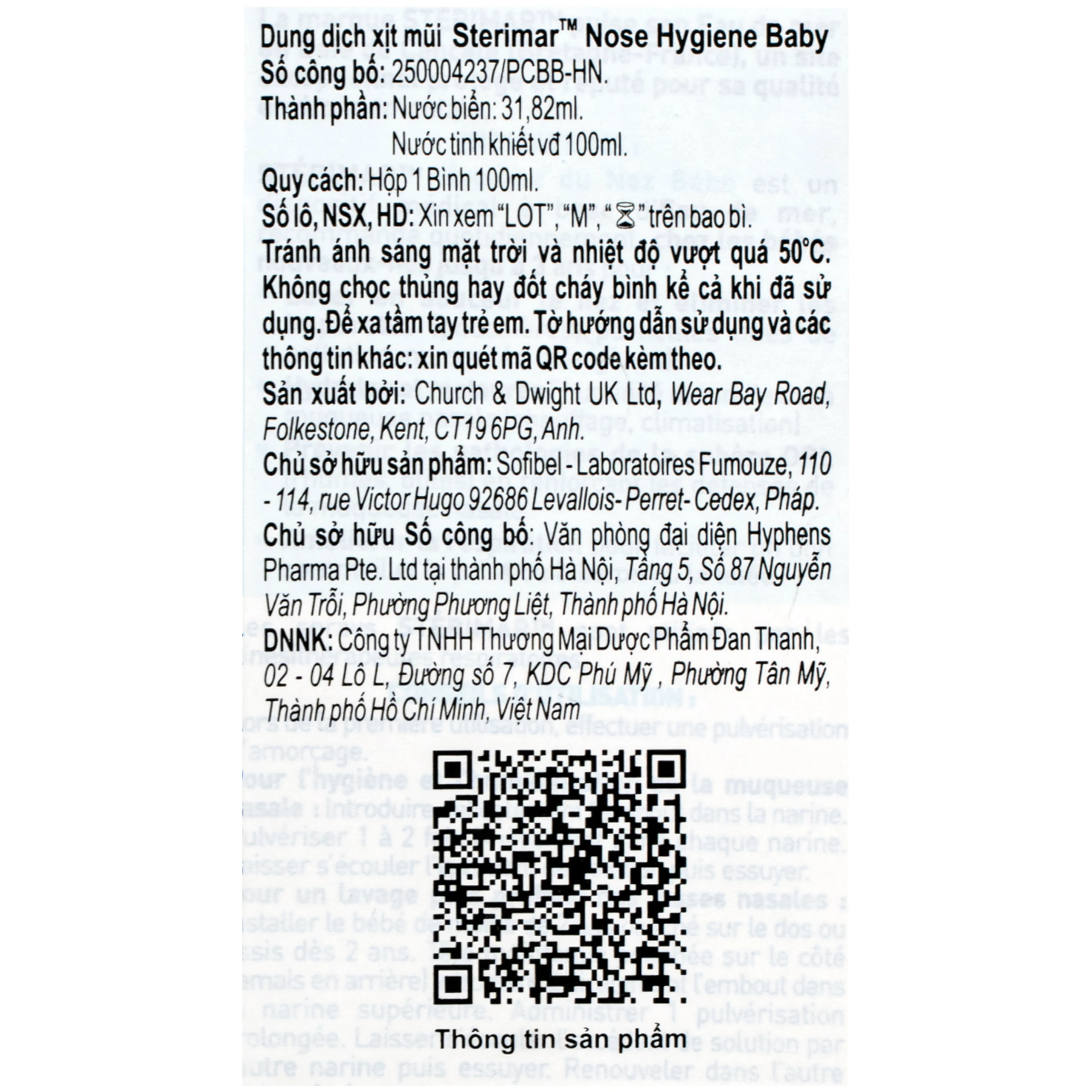 Xịt mũi trẻ em Sterimar Hygiene Baby - Vệ sinh mũi cho trẻ từ 0 đến 3 tuổi (100ml) 5