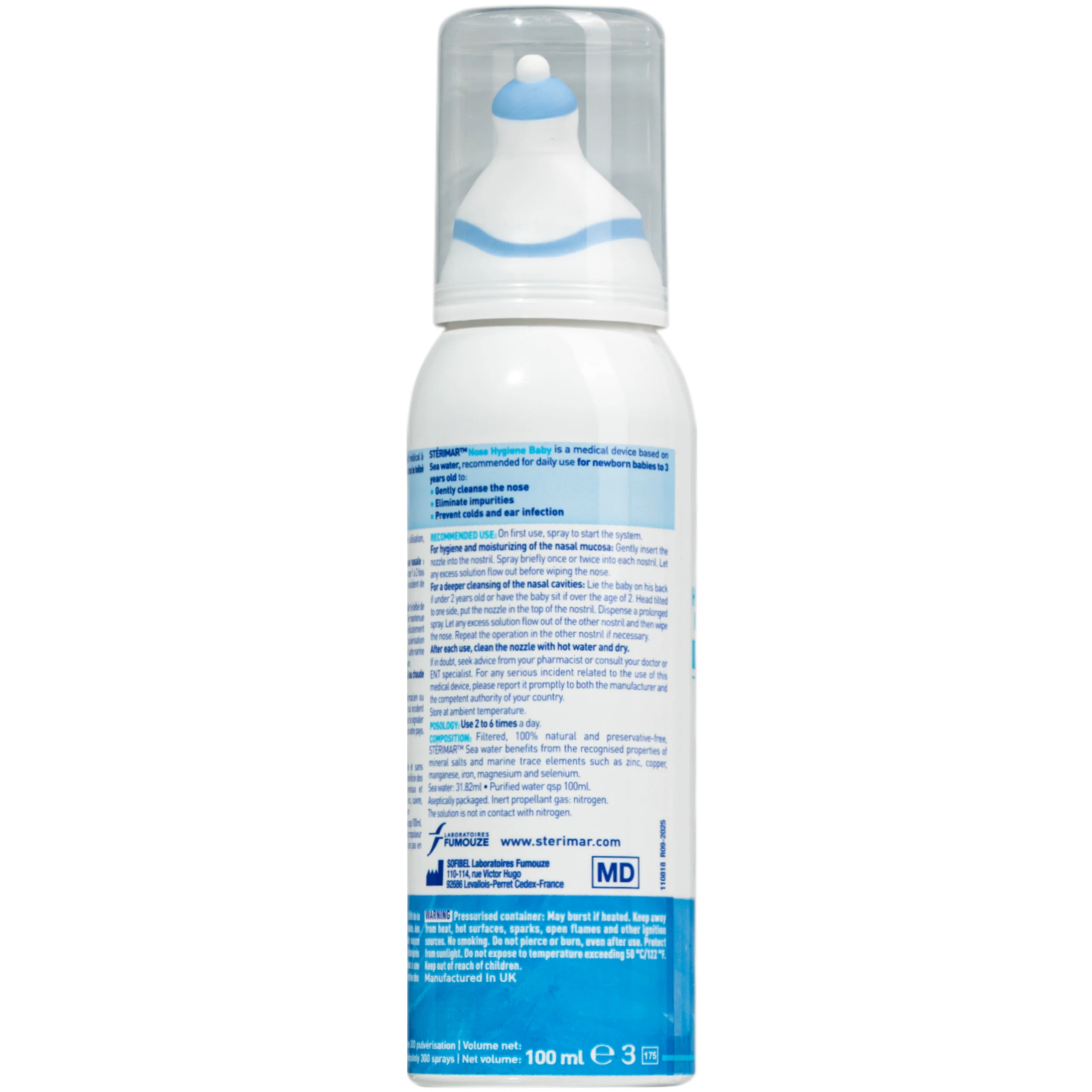 Xịt mũi trẻ em Sterimar Hygiene Baby - Vệ sinh mũi cho trẻ từ 0 đến 3 tuổi (100ml) 4