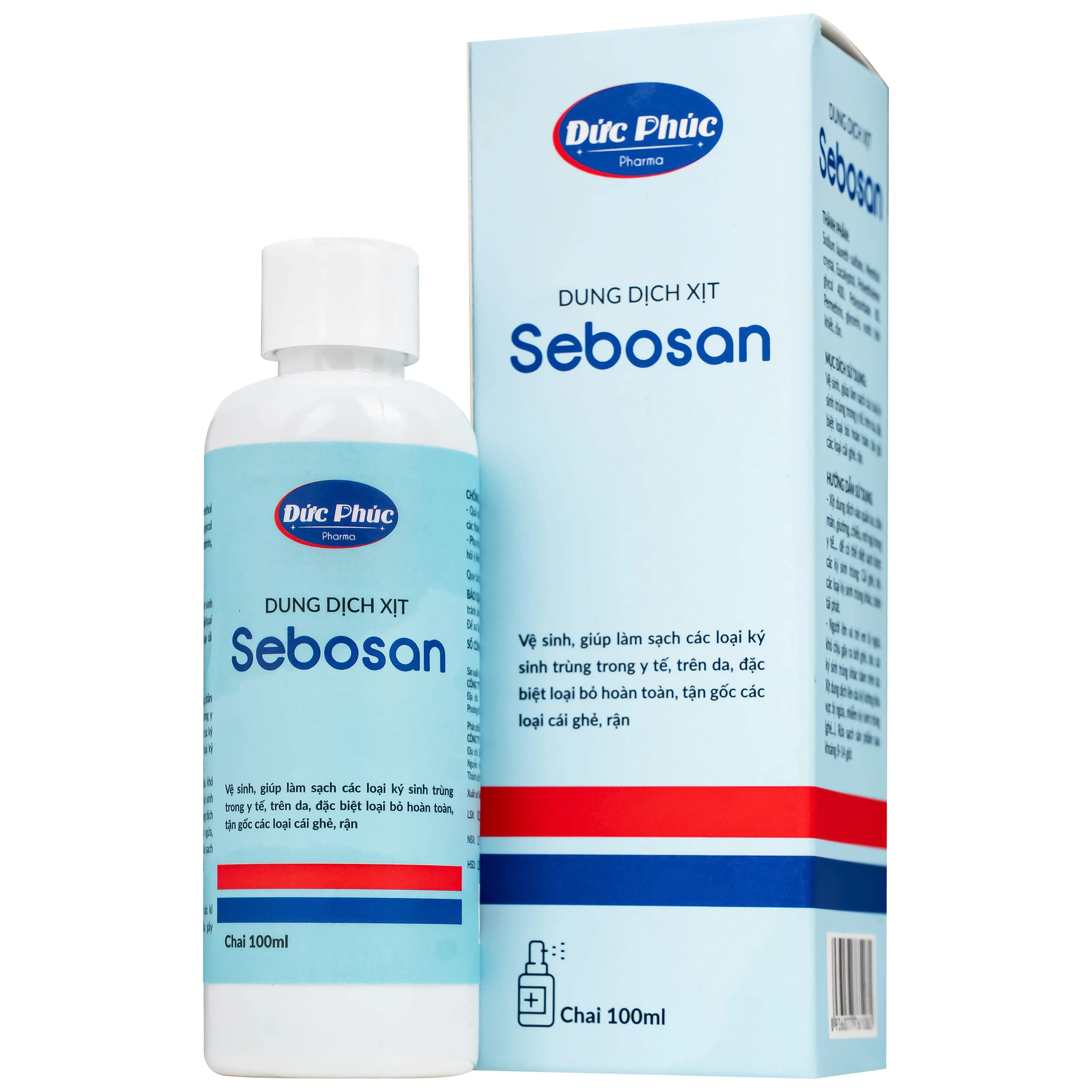 Xịt ngoài da làm sạch ký sinh trùng 100ml Sebosan Đức Phúc  1