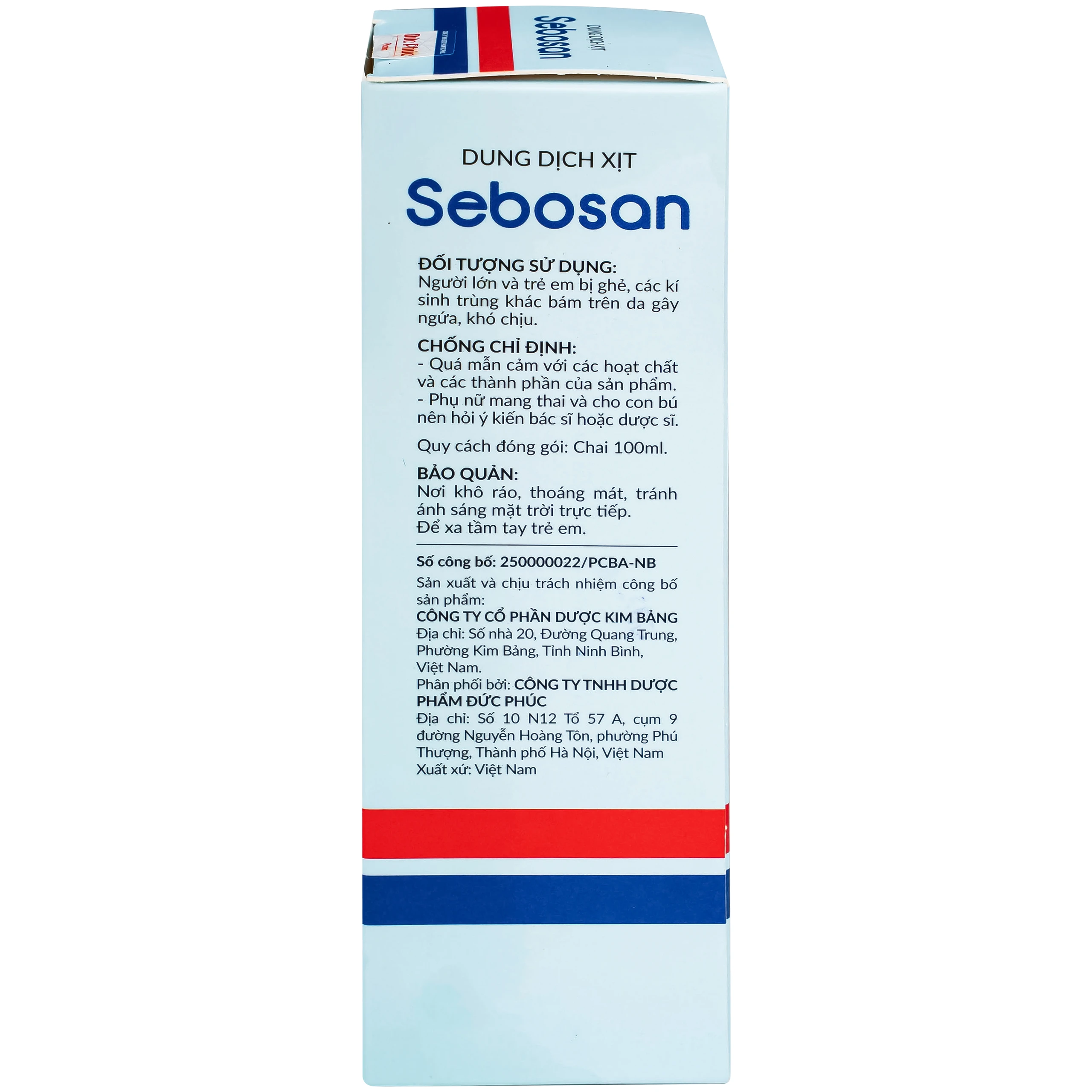 Xịt ngoài da làm sạch ký sinh trùng 100ml Sebosan Đức Phúc  5