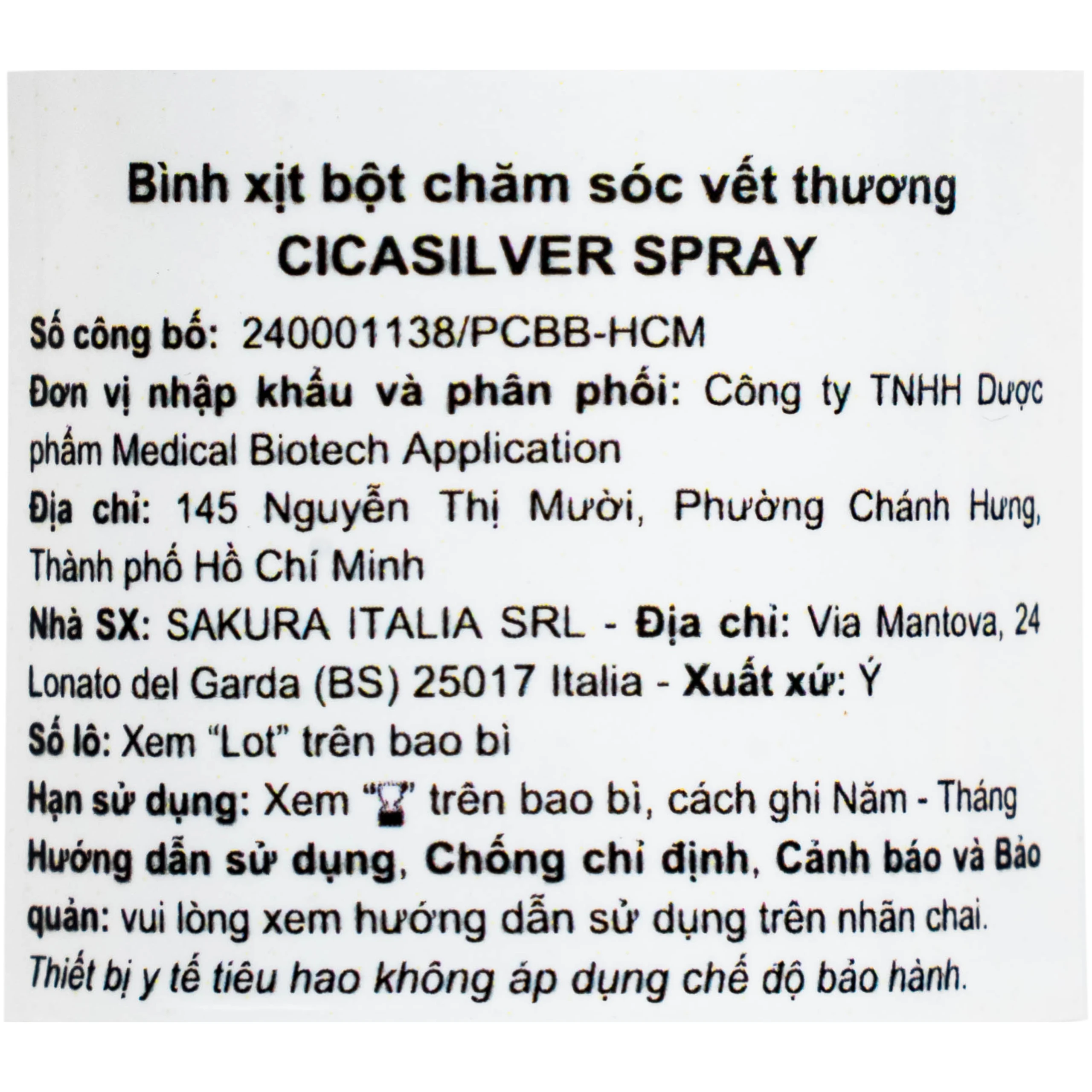 Xịt phủ vết thương, vết bỏng Cicasilver Spray 125ml giúp bảo vệ làm lành vết thương 10