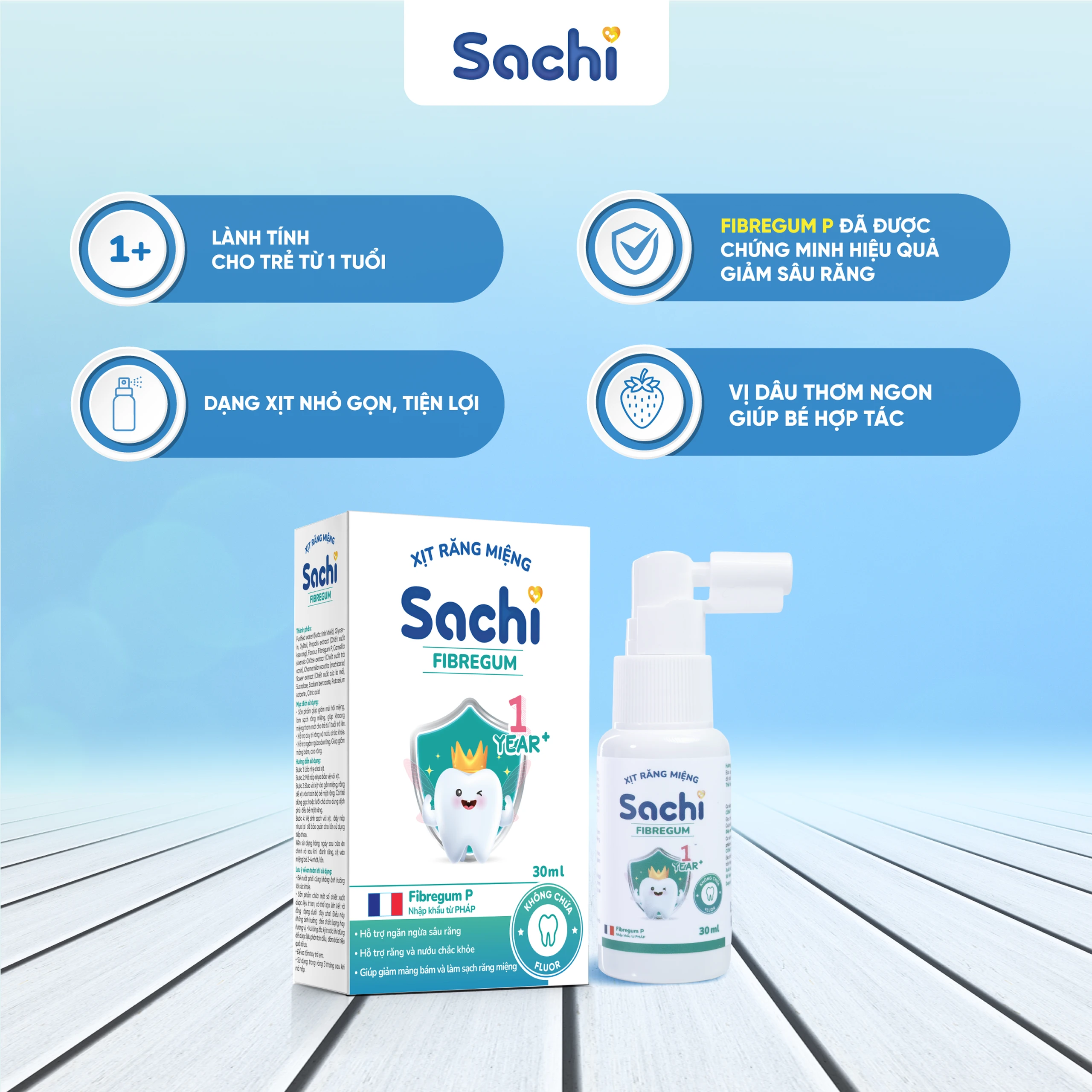 Xịt răng miệng Sachi cho trẻ từ 1 tuổi 30ml - Làm sạch răng miệng, giảm mùi hôi miệng, ngăn ngừa sâu răng 5