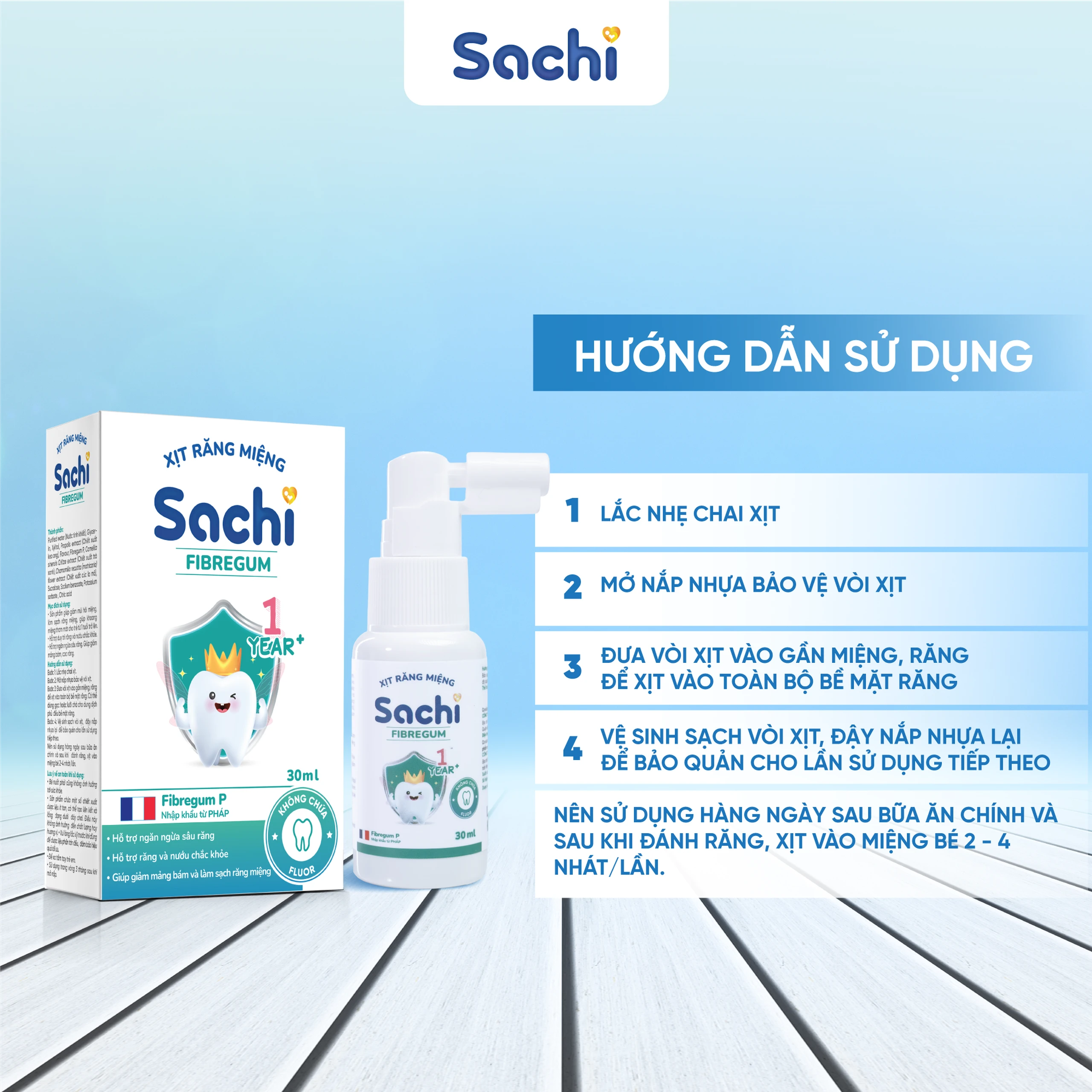 Xịt răng miệng Sachi cho trẻ từ 1 tuổi 30ml - Làm sạch răng miệng, giảm mùi hôi miệng, ngăn ngừa sâu răng 6