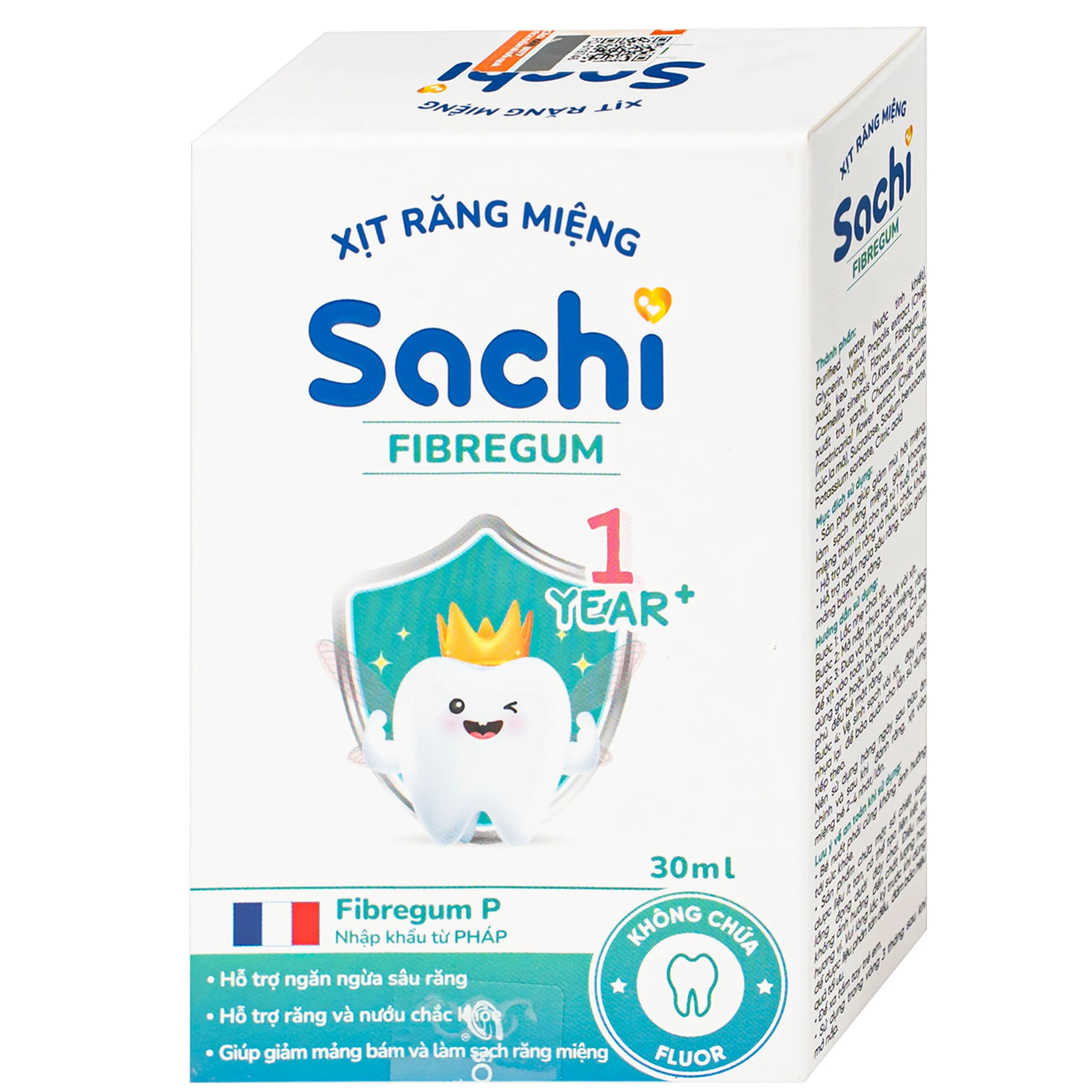 Xịt răng miệng cho bé Sachi Fibregum 30ml (Không chứa Fluor) - Làm sạch răng miệng, giảm mùi hôi miệng, ngăn ngừa sâu răng 2