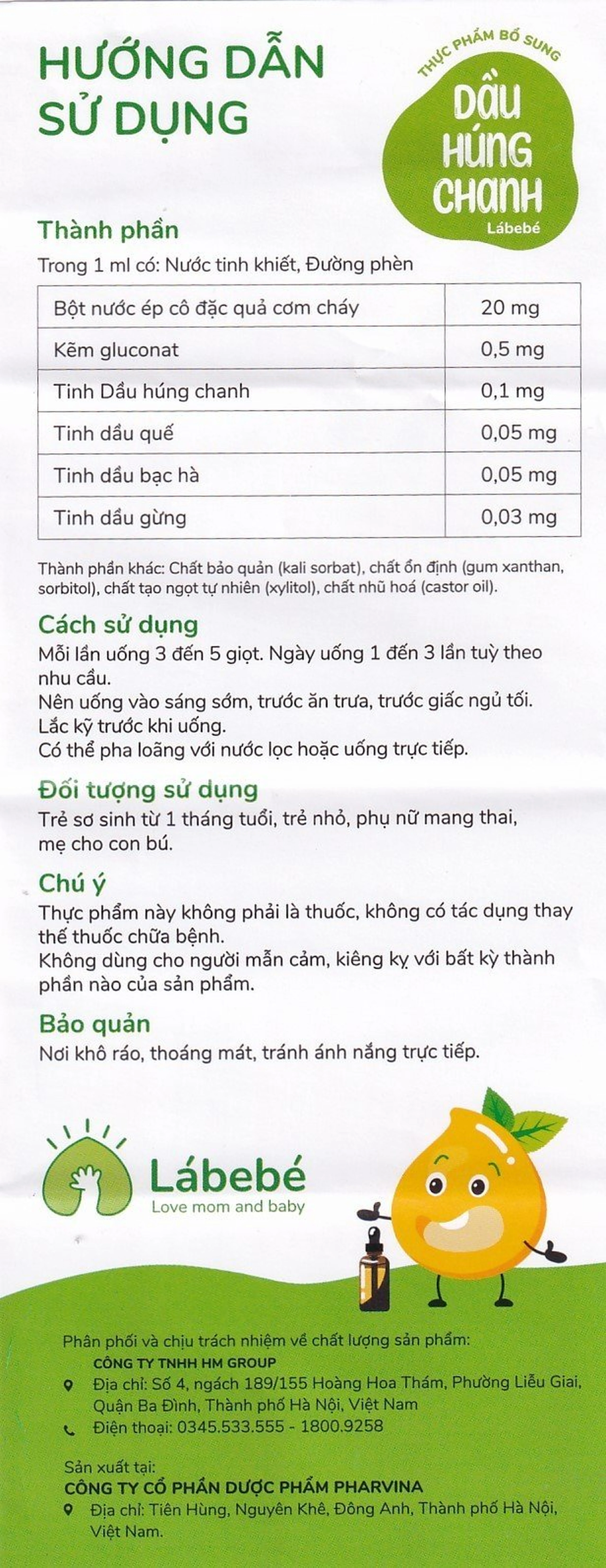 Dầu Húng Chanh Hỗ Trợ Lợi Phế Trừ Đờm Giảm Ho Labebé (30ml)