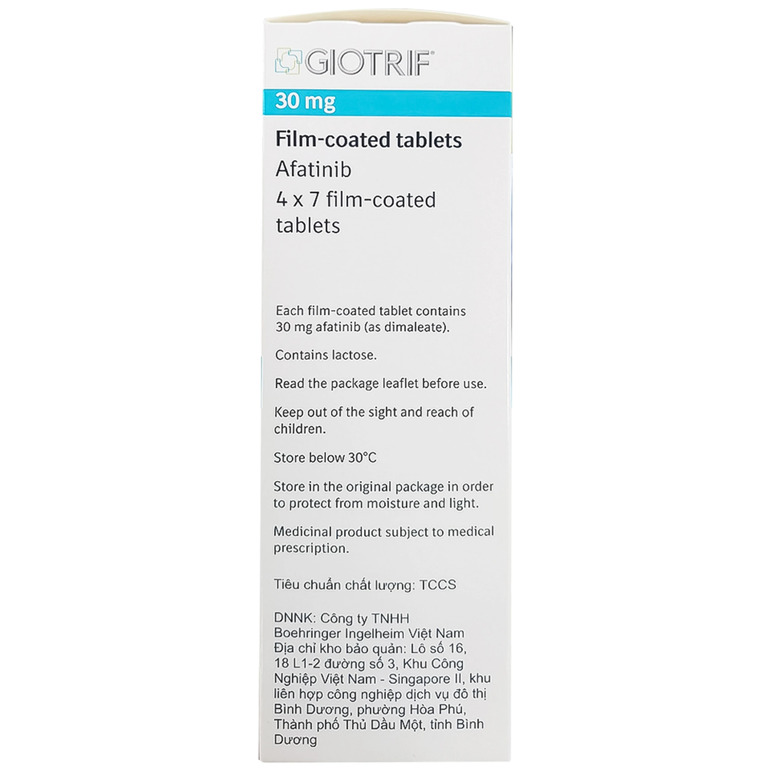 Thuốc Giotrif 30mg Boehringer điều trị ung thư phổi (4 vỉ x 7 viên)
