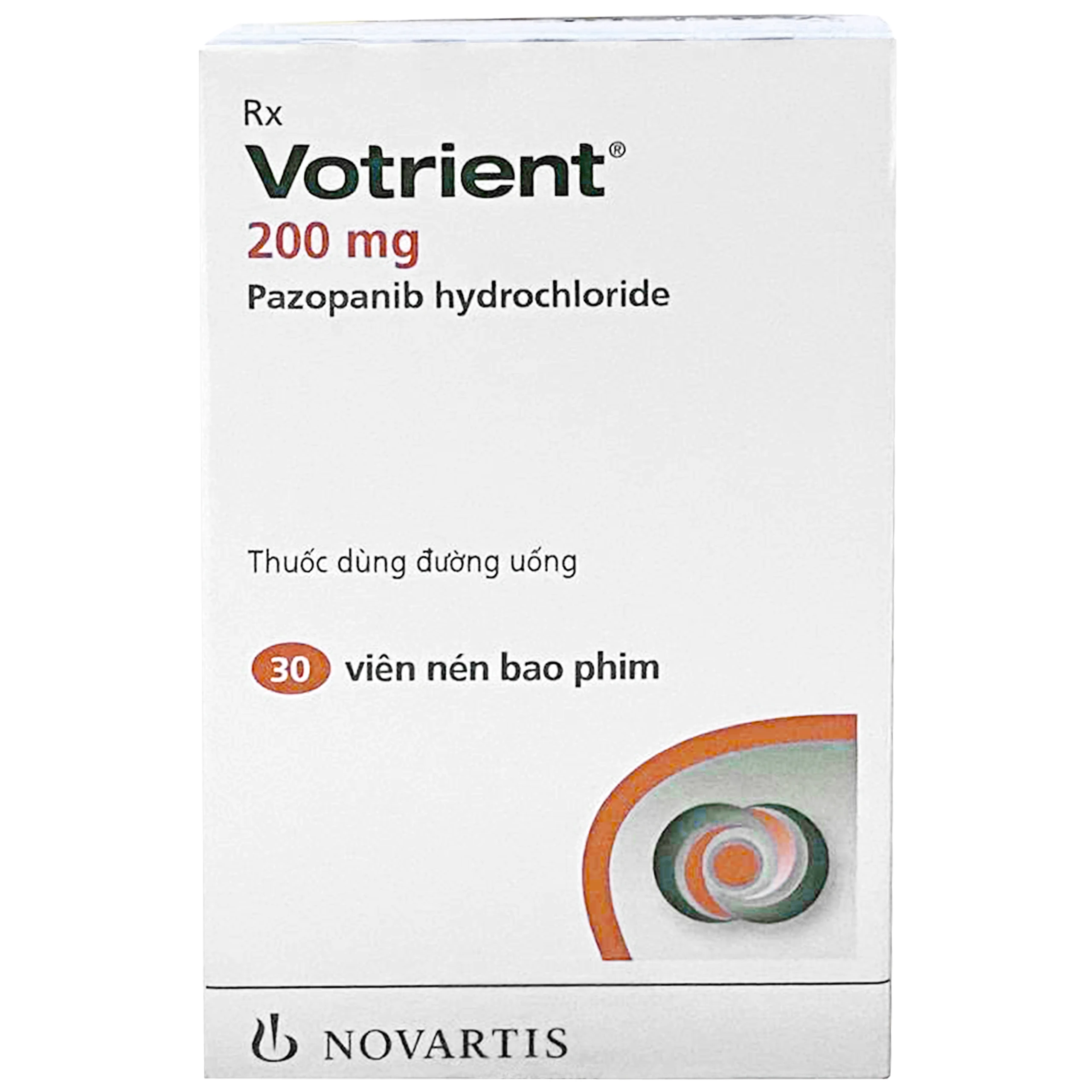 Thuốc Votrient 200mg Novartis điều trị ung thư biểu mô tế bào thận (RCC) và ung thư phần mềm (STS) (30 viên)