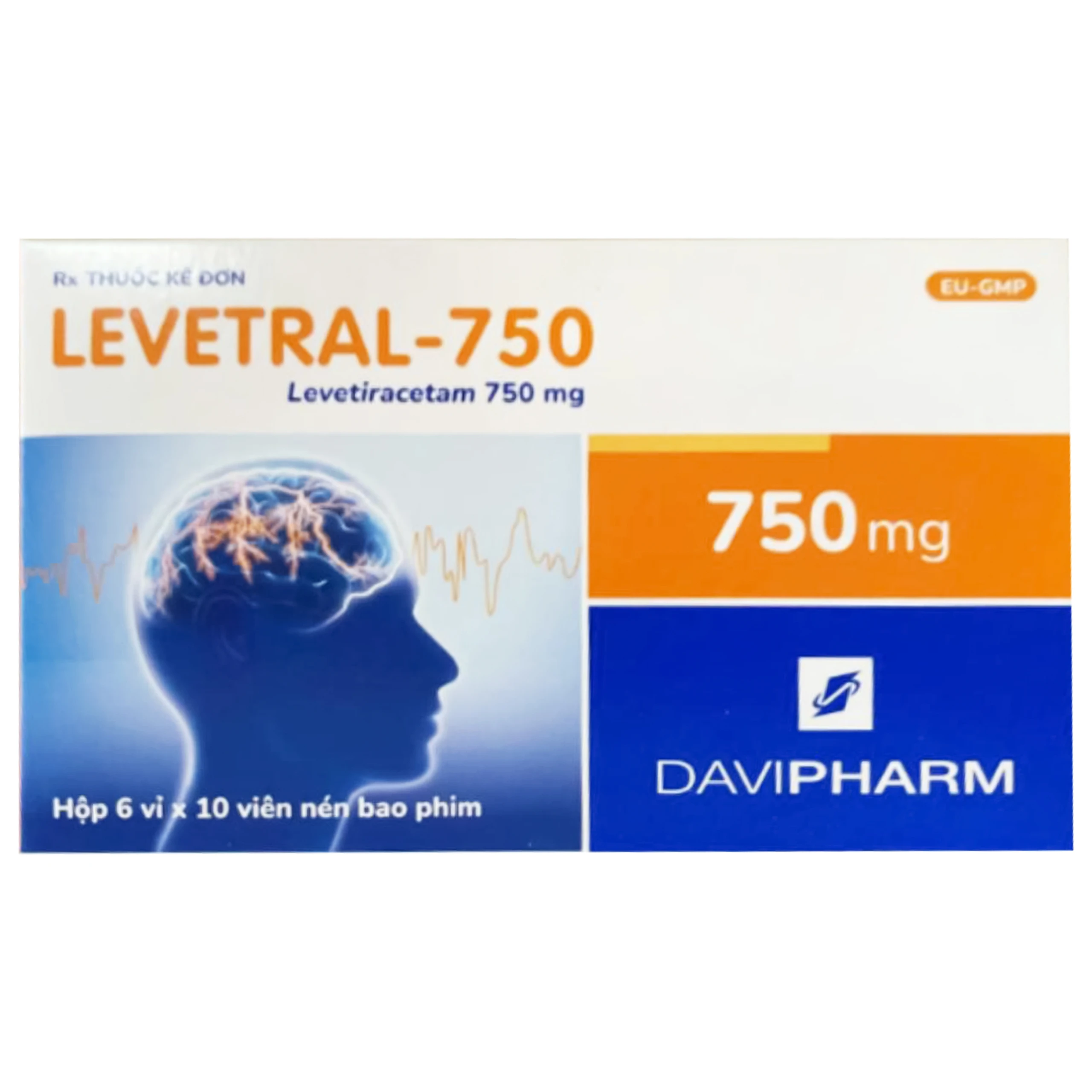 Viên nén Levetral-750 DaViPharm điều trị các cơn động kinh (6 vỉ x 10 viên)