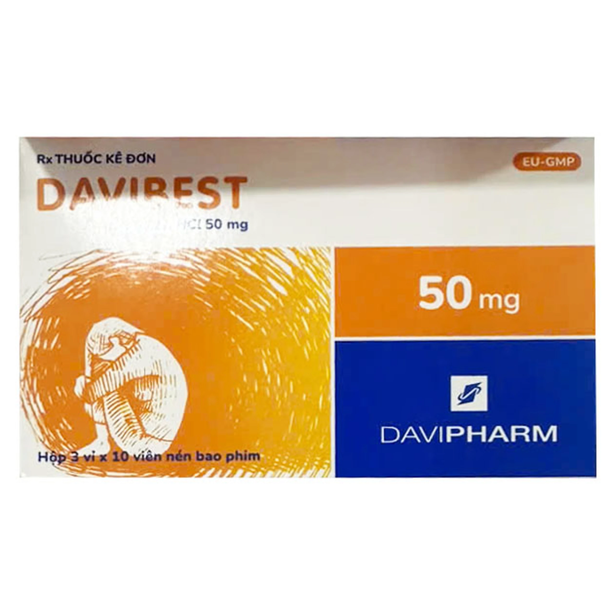 Thuốc Davibest 50mg Davipharm làm giảm triệu chứng của tất cả các dạng trầm cảm (30 viên)